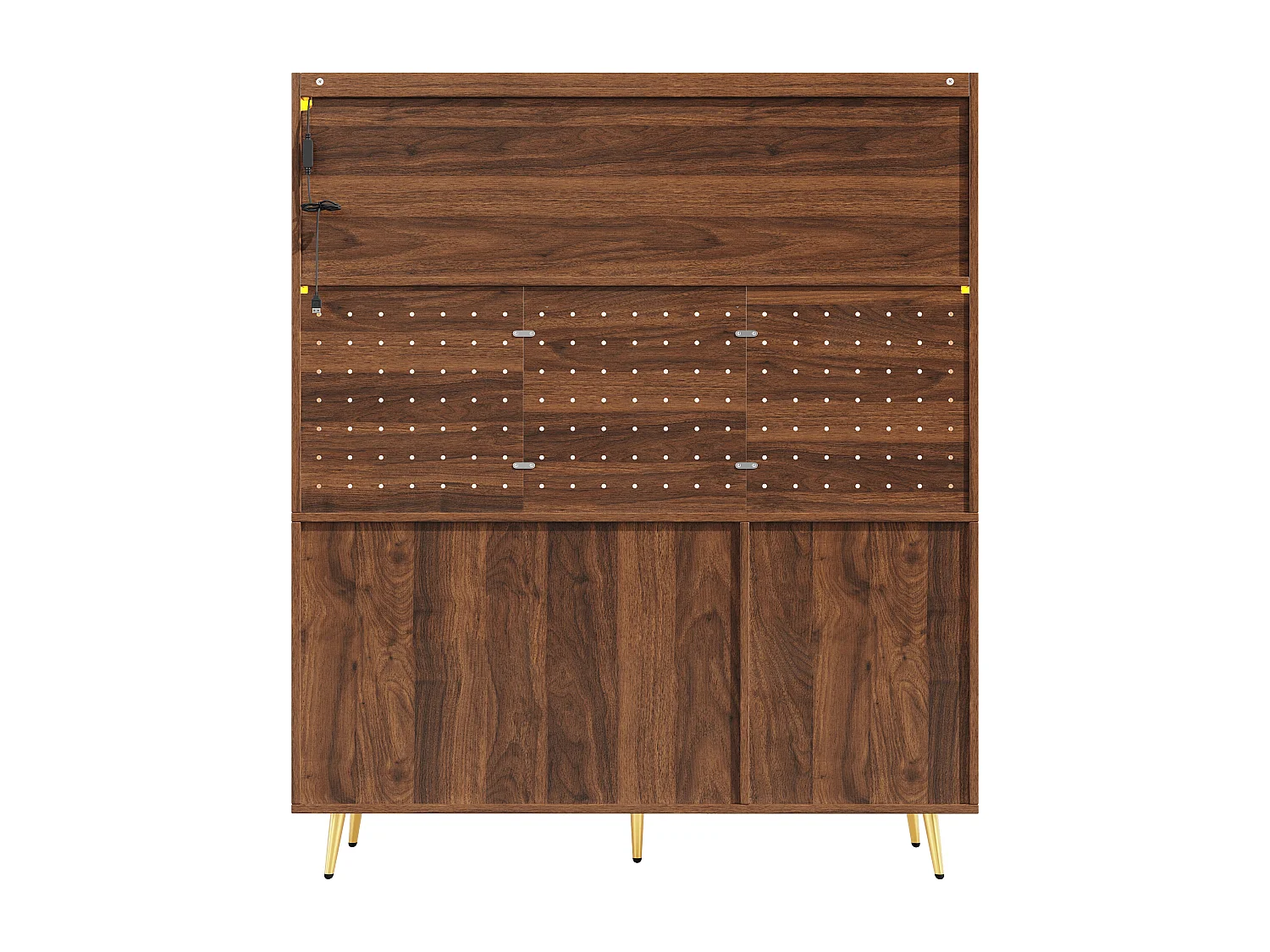 Buffet de cuisine en MDF avec LED et portes coulissante en verre - Marron145 x 39 x 171 cm
