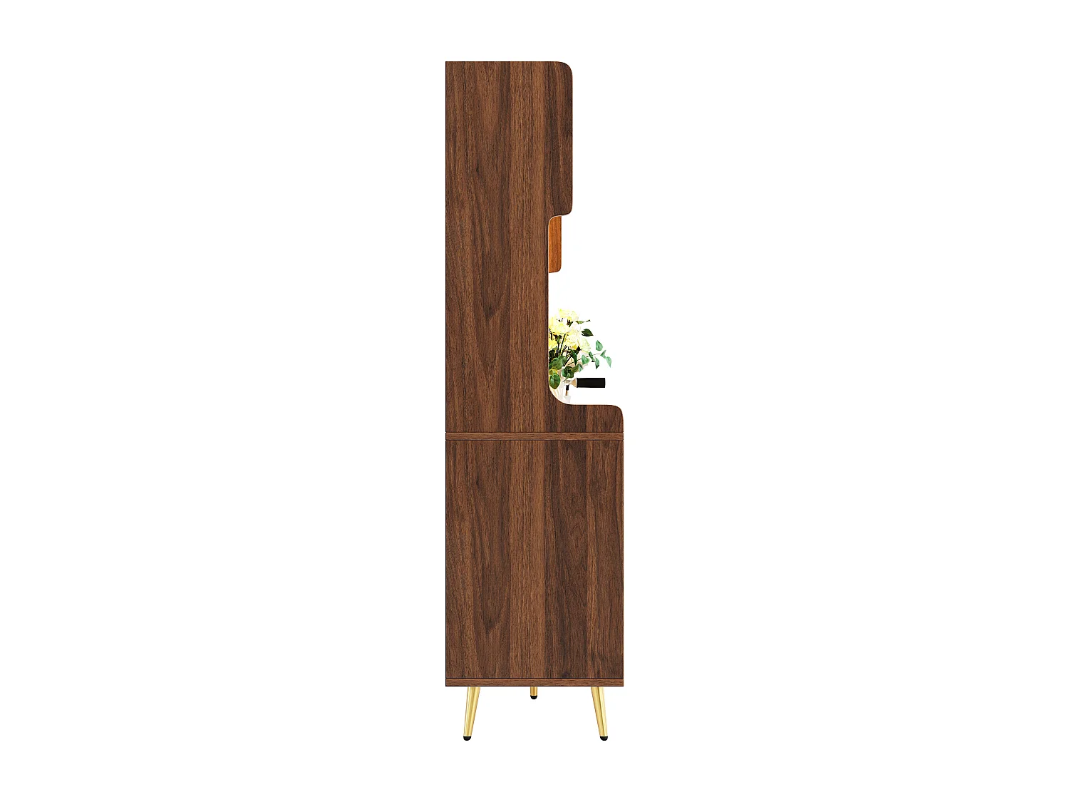 Buffet de cuisine en MDF avec LED et portes coulissante en verre - Marron145 x 39 x 171 cm