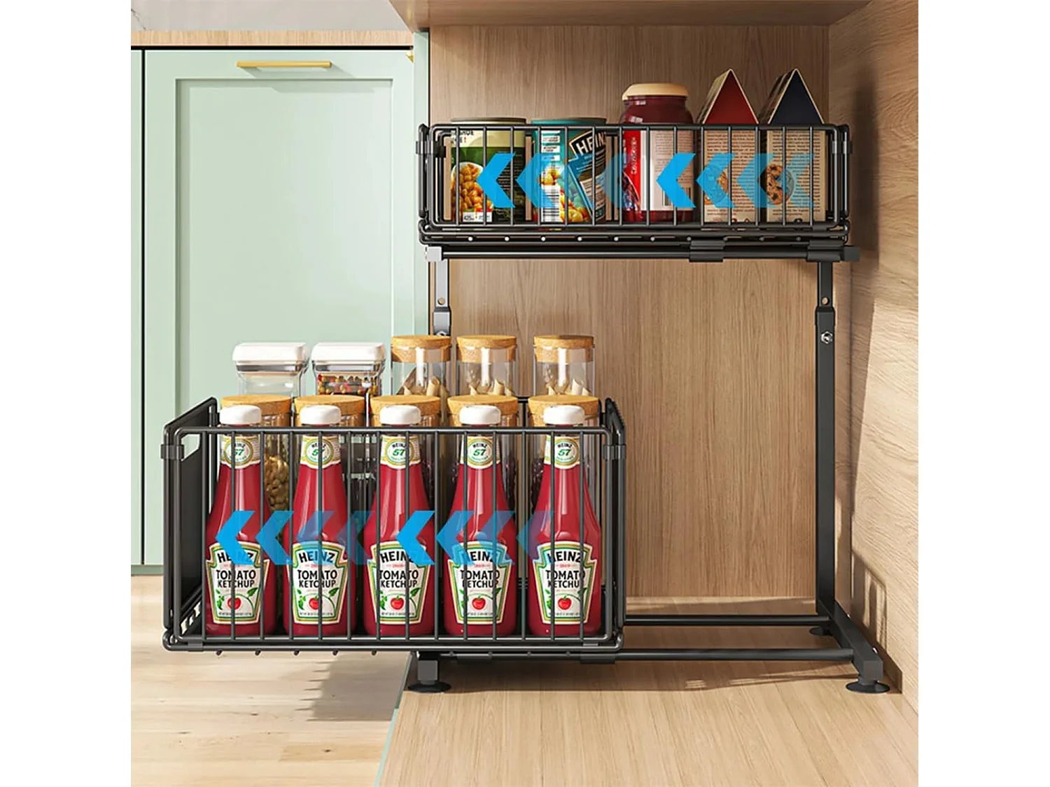 Étagère de cuisine métallique en forme de L, réglable en hauteur, noire