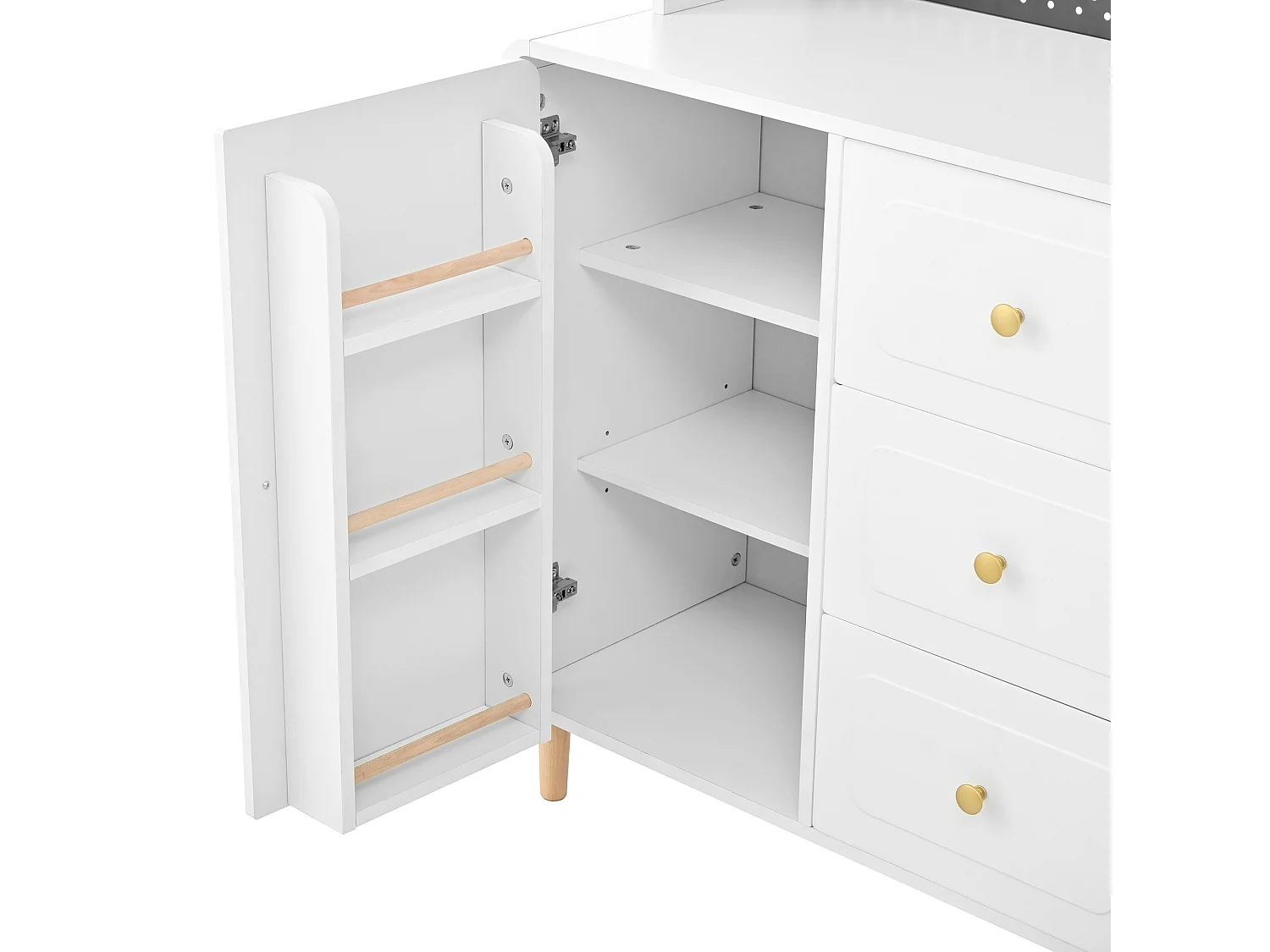 Buffet de cuisine 120x40x190 cm blanc avec étagères, 3 tiroirs et 5 portes