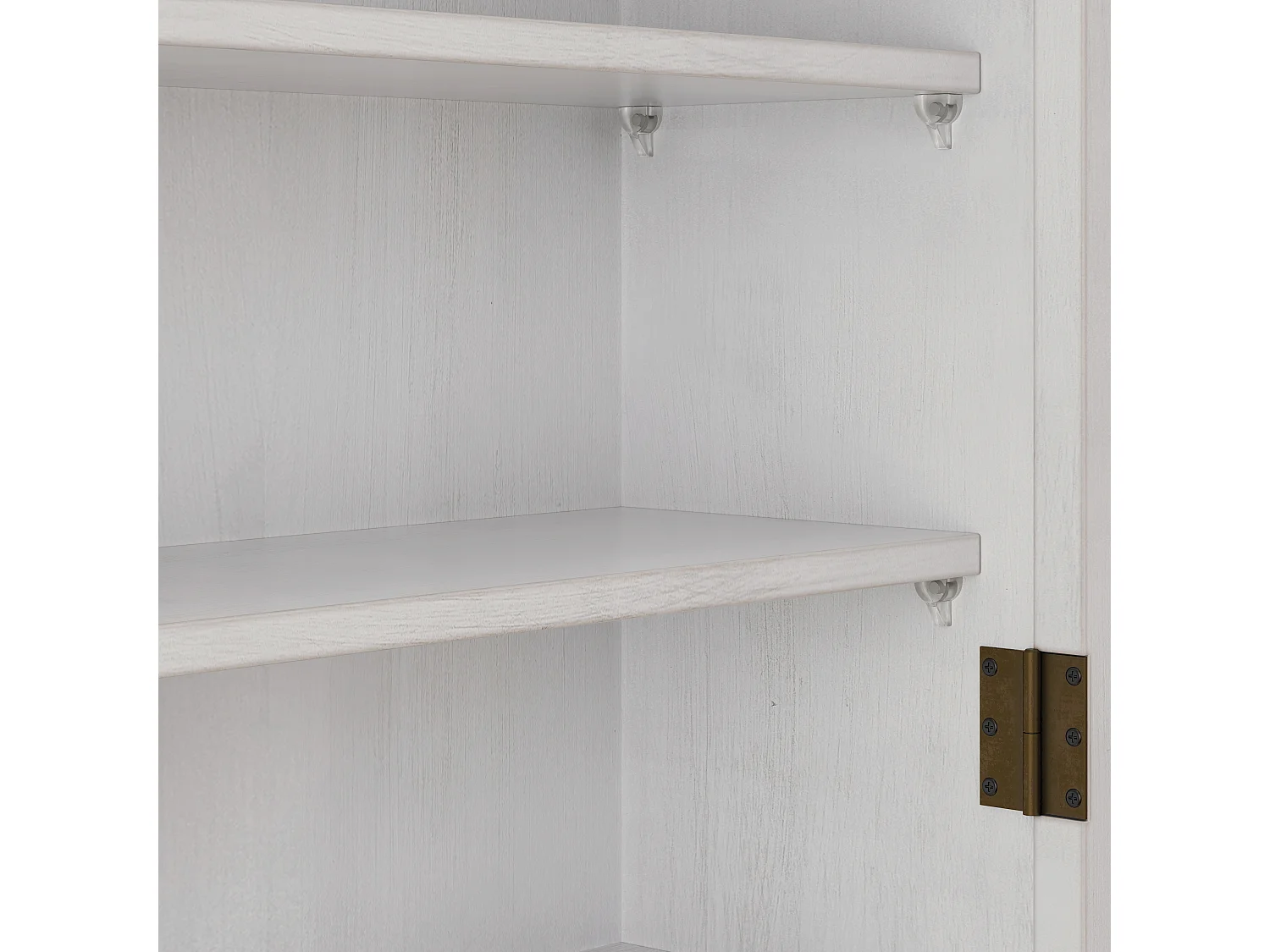 Armoire murale vintage avec 2 portes, 3 étagères - Bois + verre - Blanc