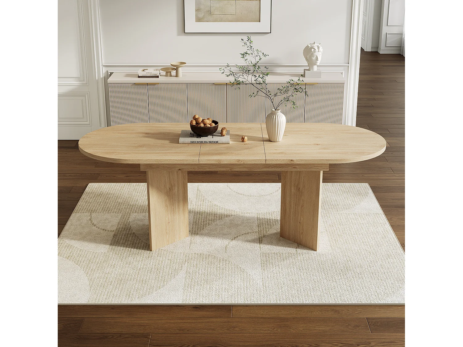 Table à manger extensible 120/160x80 cm naturel clair - Pour 4 à 6 personnes