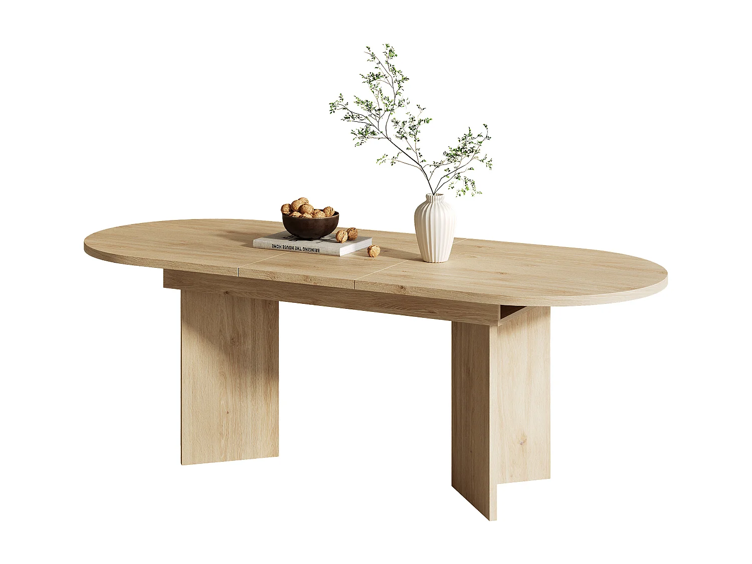Table à manger extensible 120/160x80 cm naturel clair - Pour 4 à 6 personnes