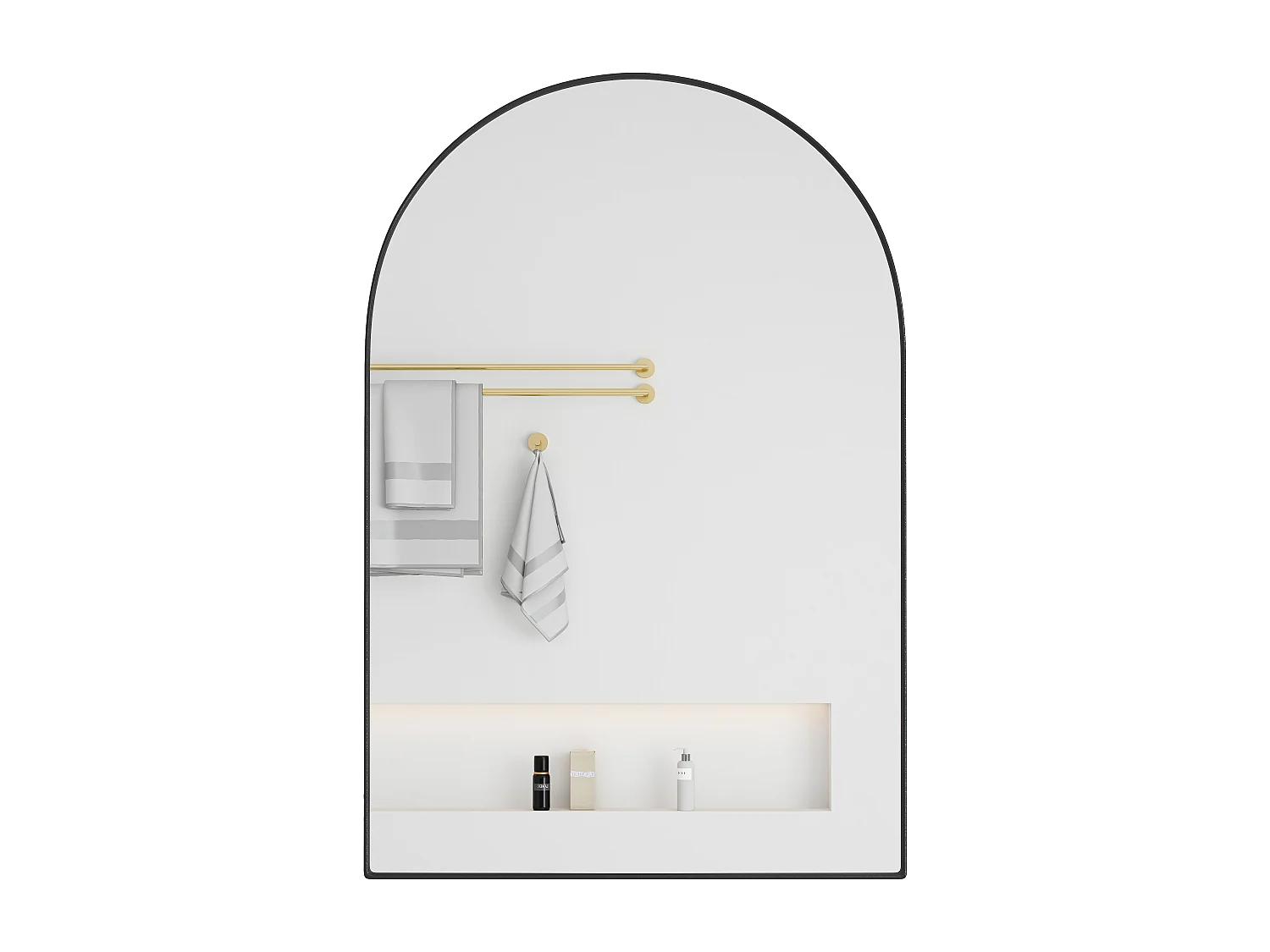 Miroir arquée avec rangement caché - Cadre en métal - Noir