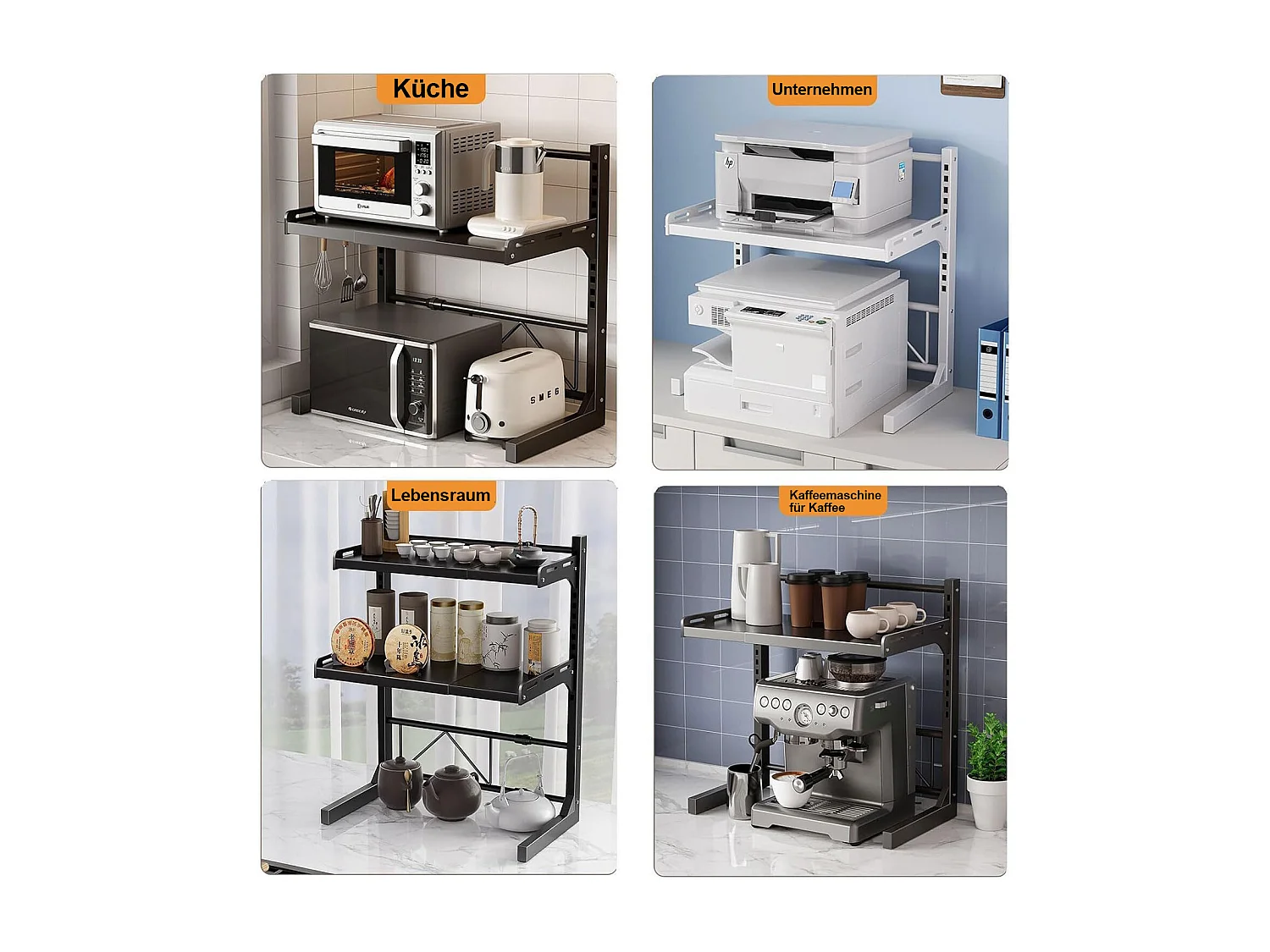 Étagère micro-ondes cuisine extensible noire et épaisse