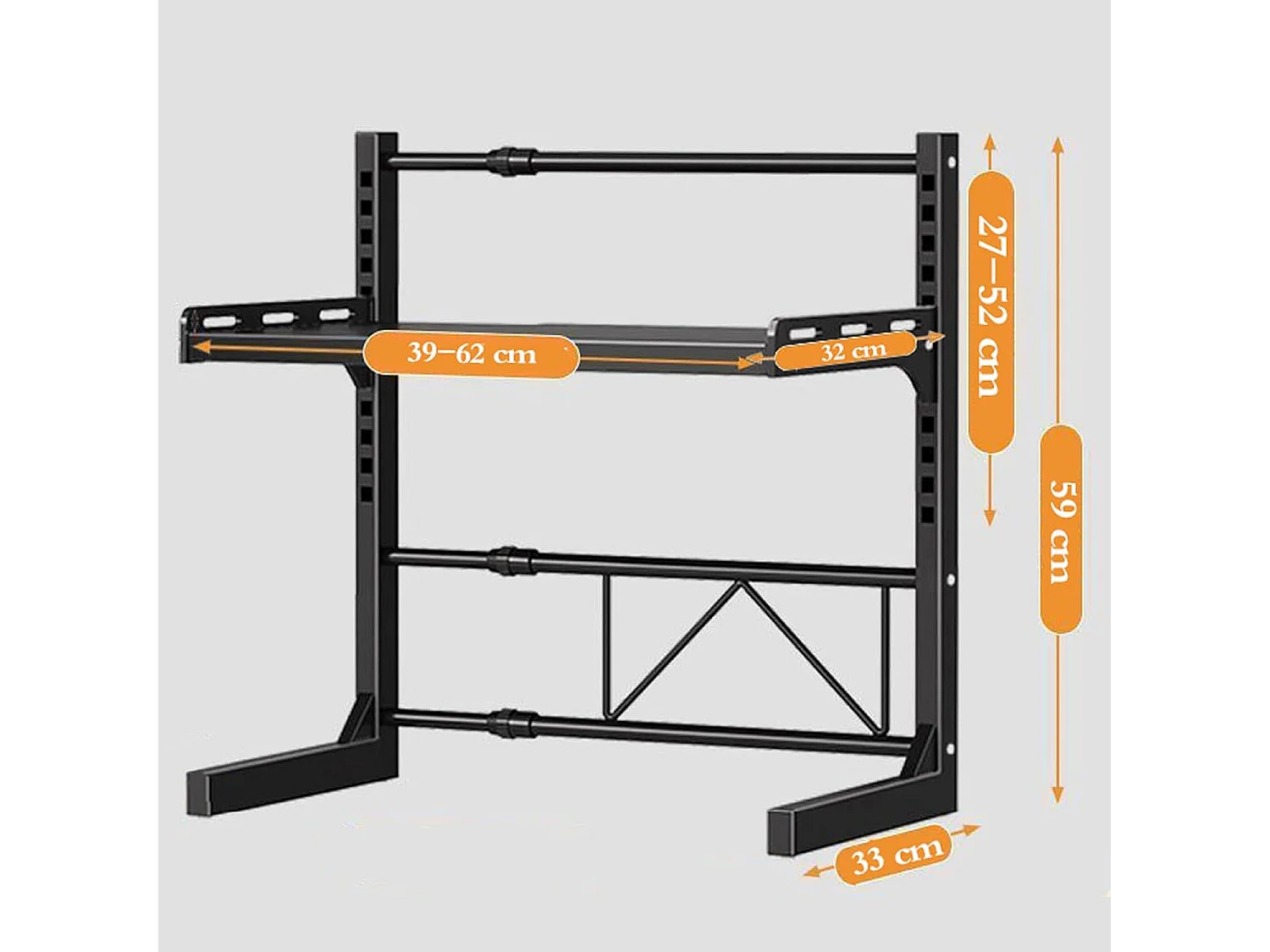 Étagère micro-ondes cuisine extensible noire et épaisse