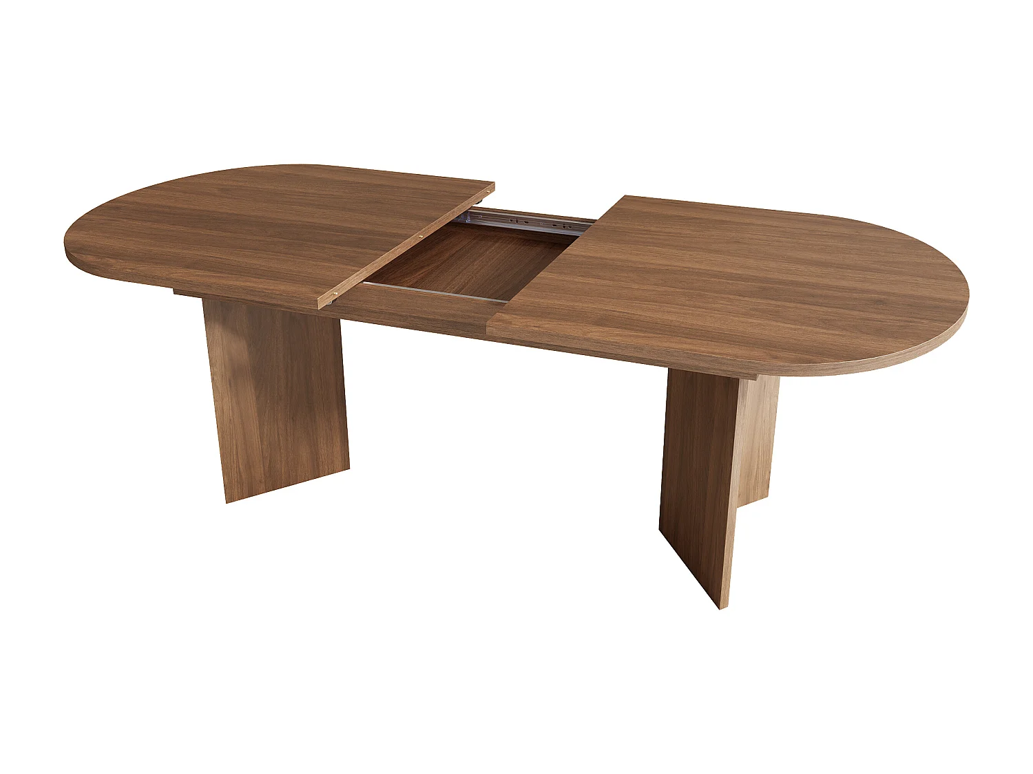 Table extensible 160/200 x 90 cm pour 6 à 8 personnes - Coins arrondis - Couleur noyer