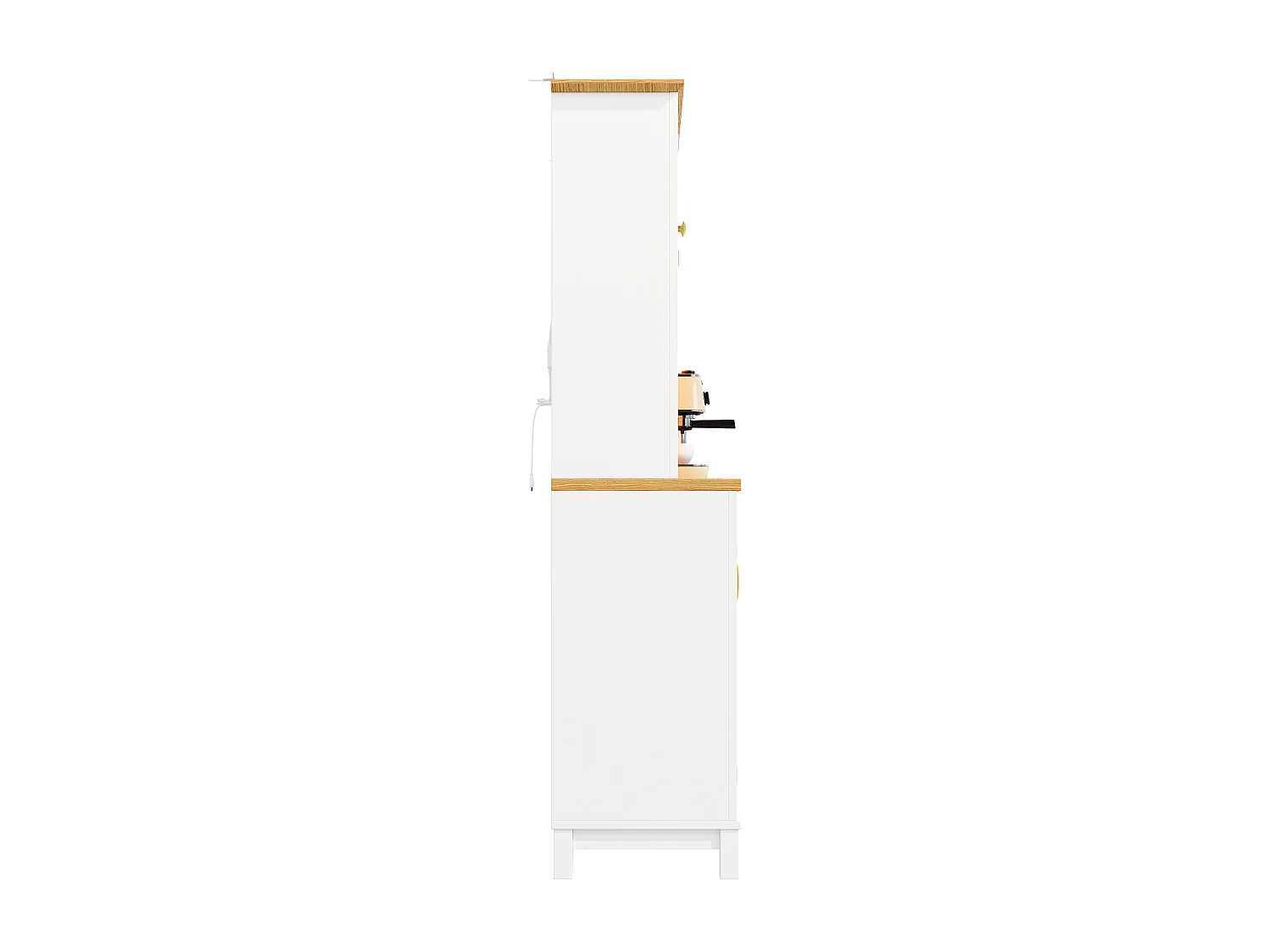 Buffet de cuisine 105,5 x 40 x 180 cm avec 4 portes, LED et porte-gobelets - Blanc