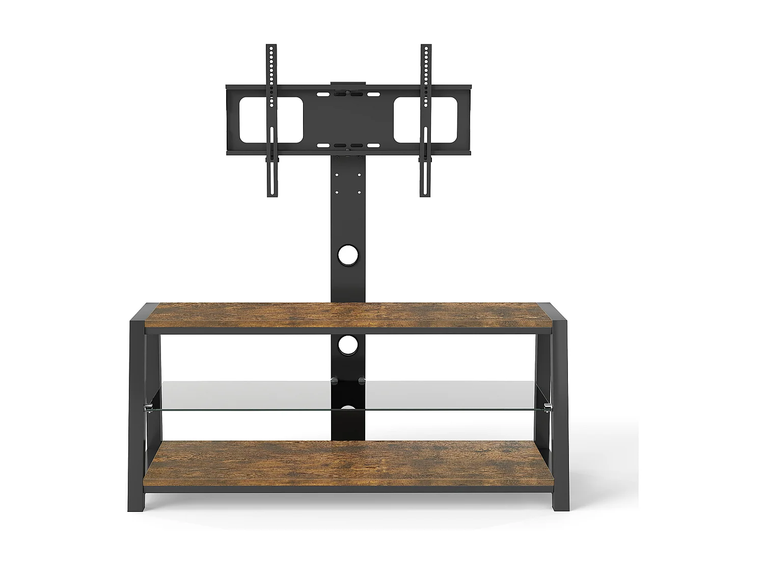Houten tv-standaard met verstelbare hoogte - Bruin en zwart