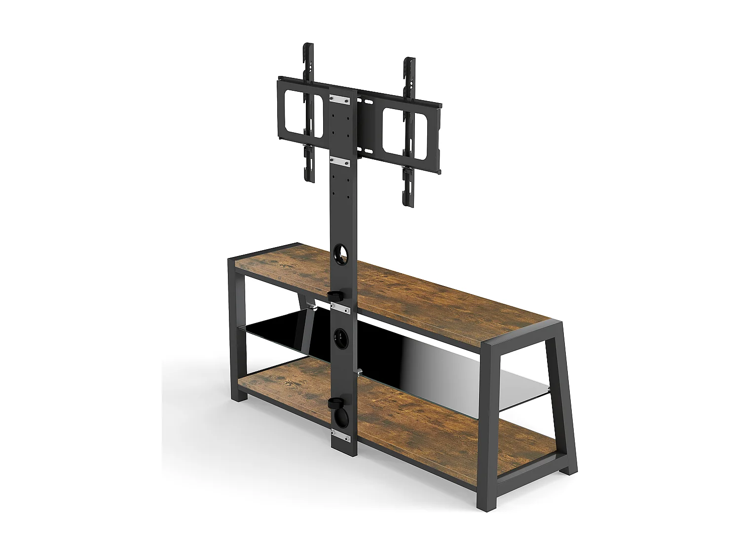 Houten tv-standaard met verstelbare hoogte - Bruin en zwart