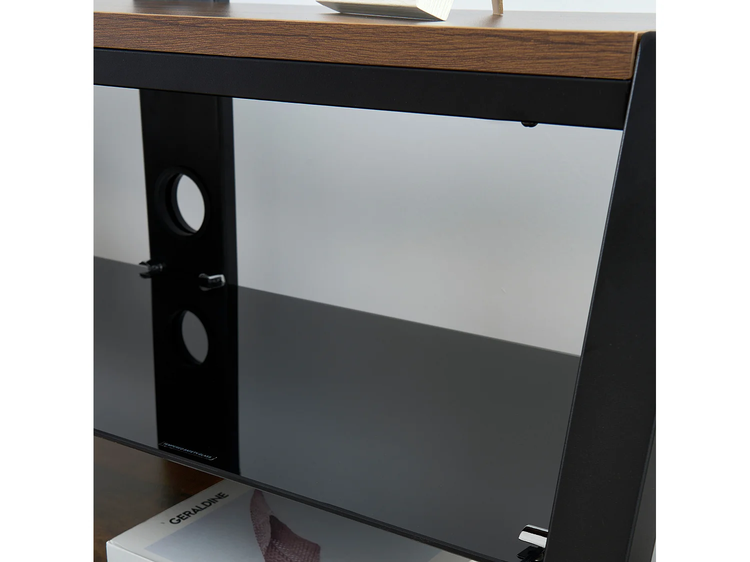 Houten tv-standaard met verstelbare hoogte - Bruin en zwart