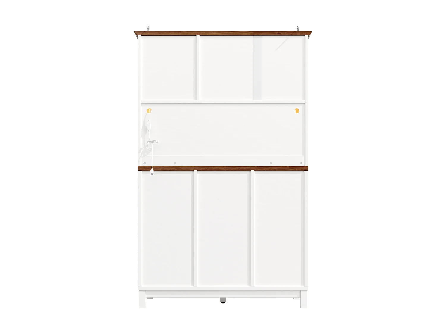 Buffet de cuisine LED 104x40x180 cm avec 3 tiroirs et 3 portes - Blanc et bois foncé