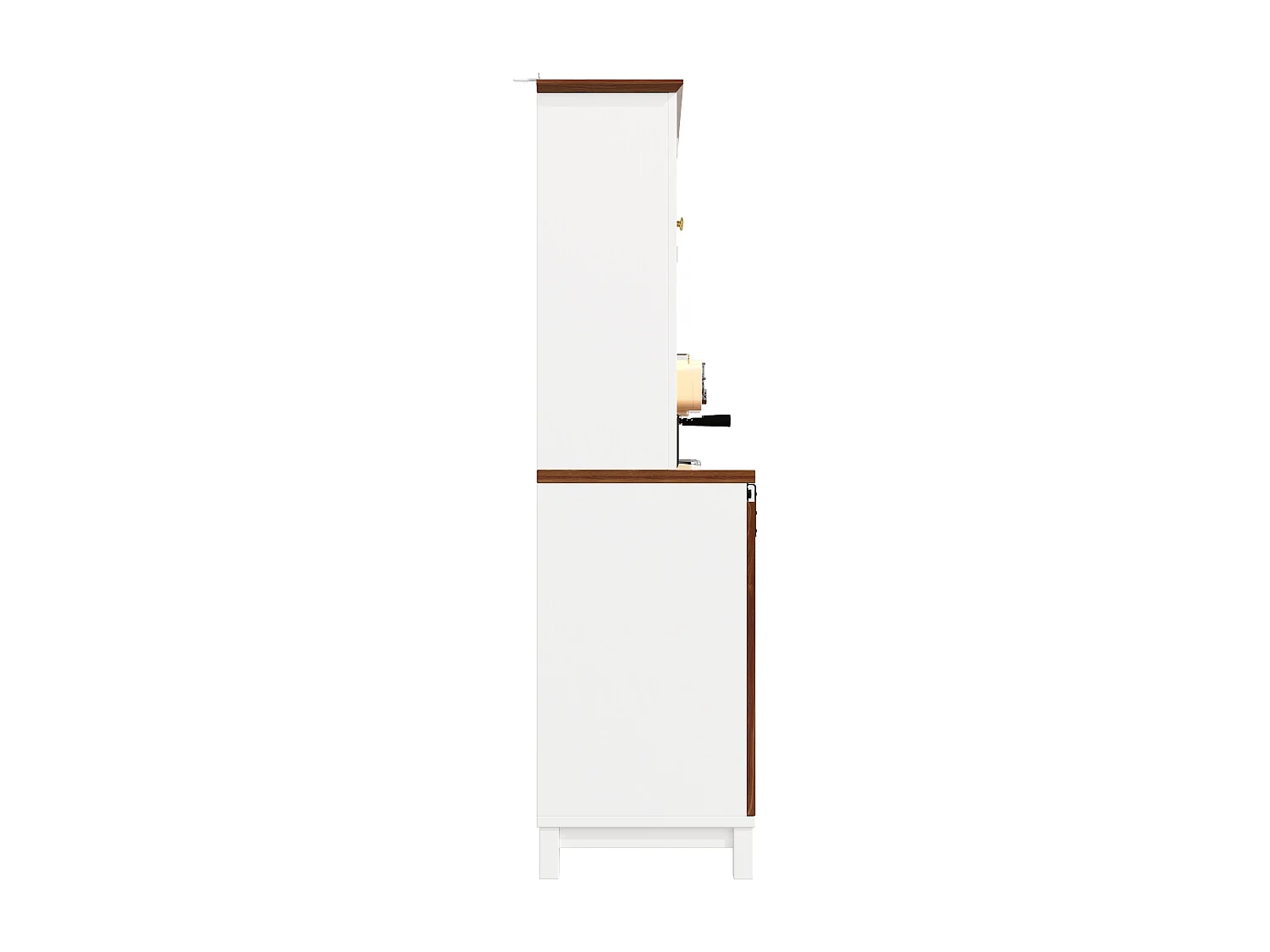 Buffet de cuisine LED 104x40x180 cm avec 3 tiroirs et 3 portes - Blanc et bois foncé