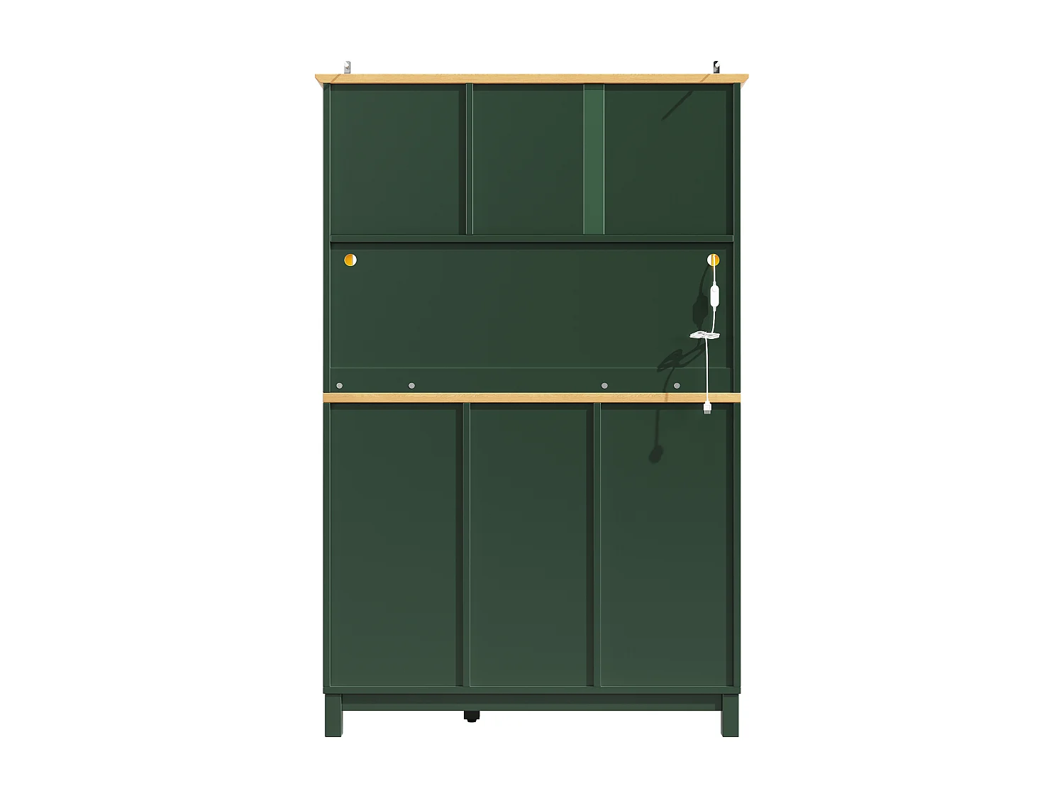 Buffet de cuisine 104 x 40 x 180 cm avec 4 portes, LED et 6 tiroirs - Vert