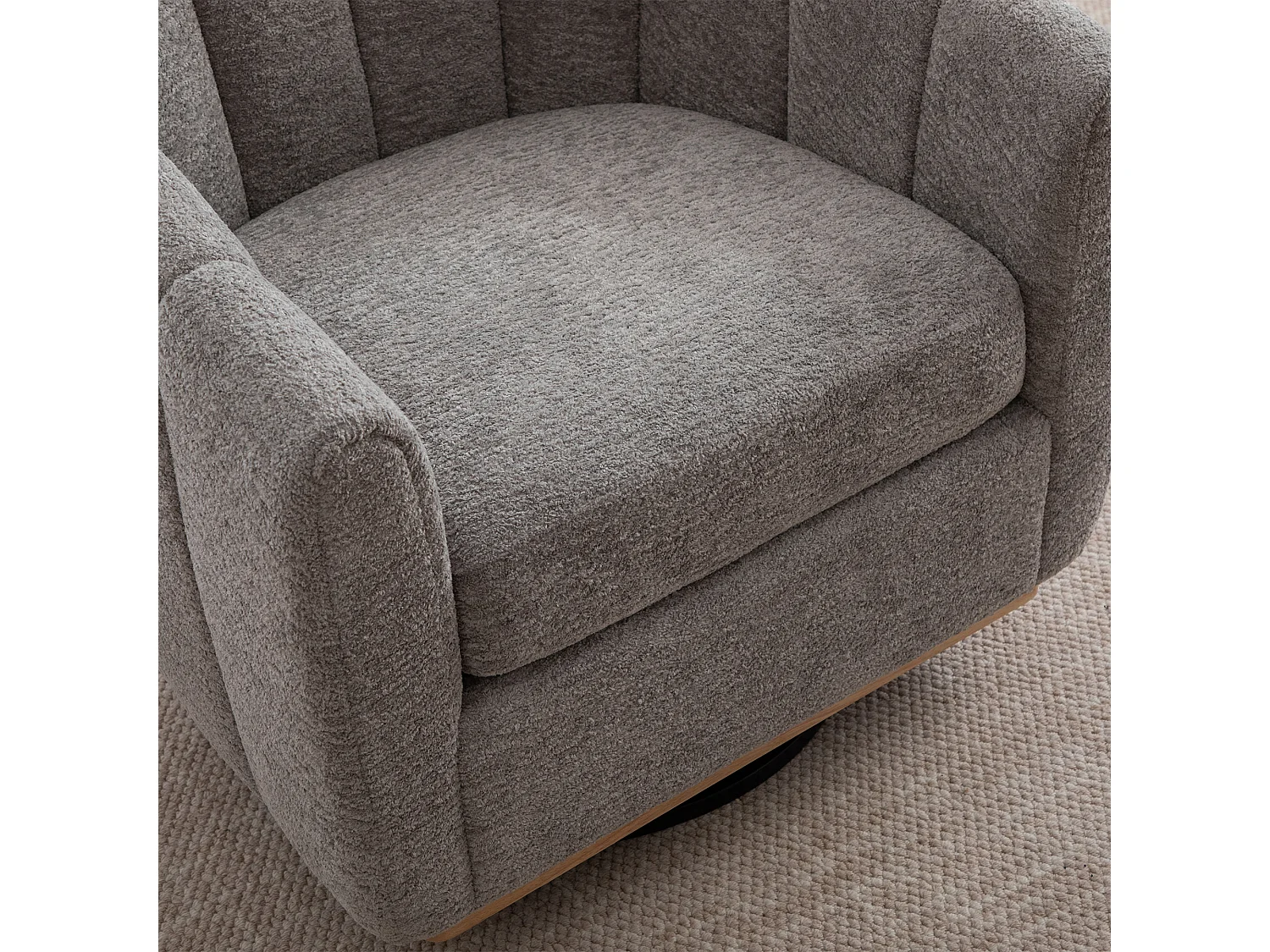 360° draaibare stoel in grijze chenille met metalen onderstel - Pompoenvormig