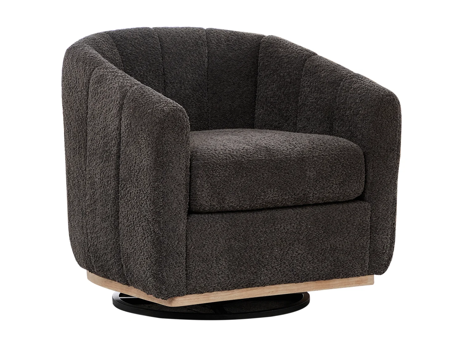 360° draaibare stoel in grijze chenille met metalen onderstel - Pompoenvormig