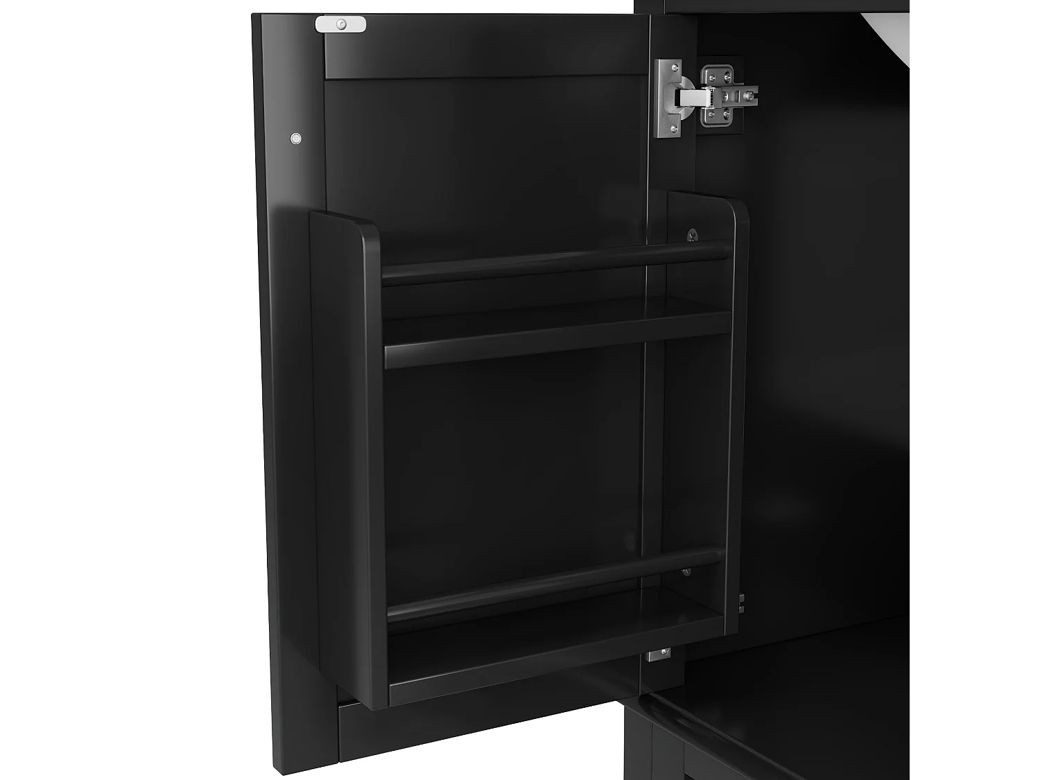 Meuble sous-lavabo avec 3 tiroirs et lavabo céramique noir 76x46x83.5 cm