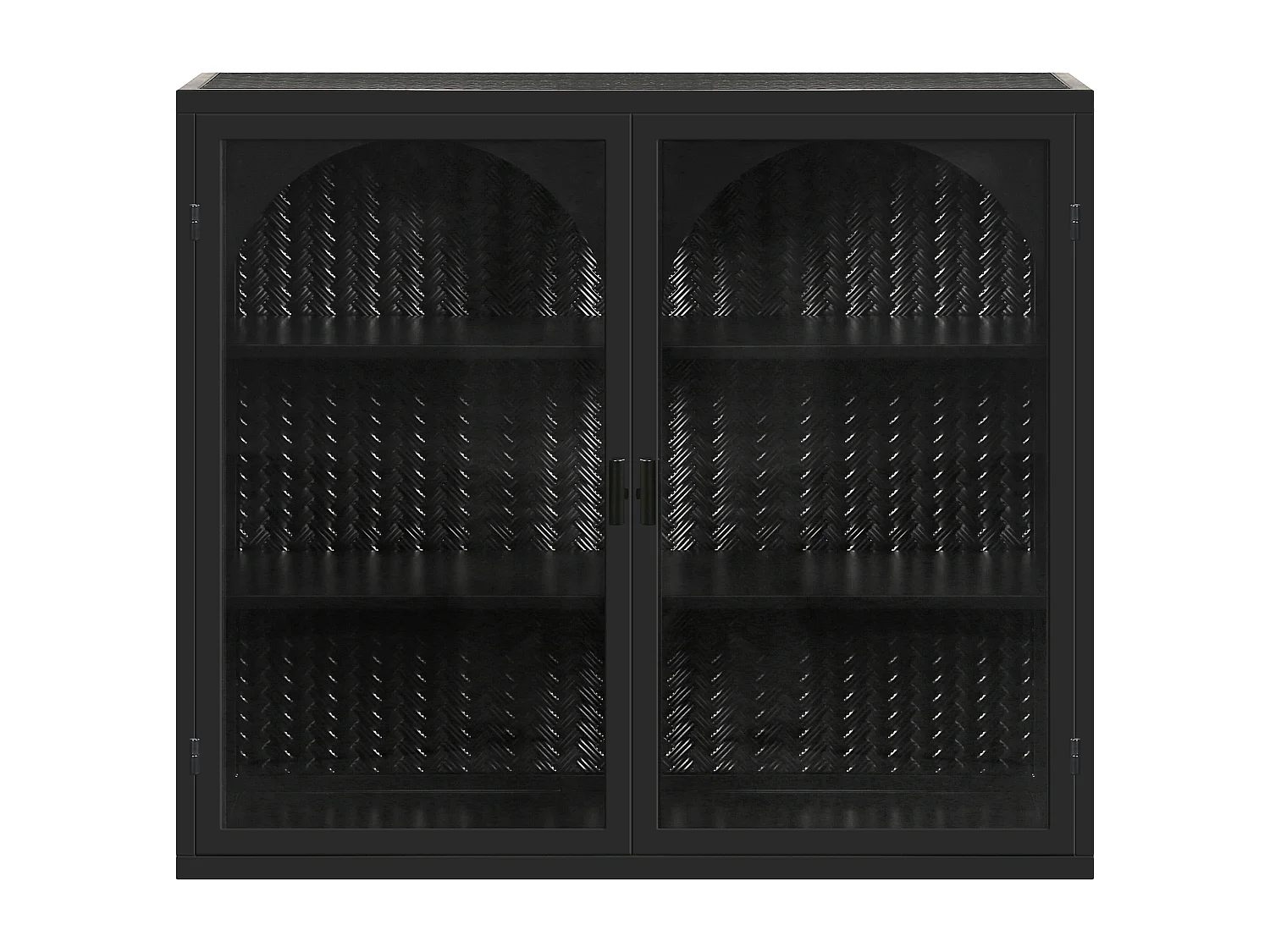 Armoire murale avec 2 portes vitrées - Motif tissé , noir