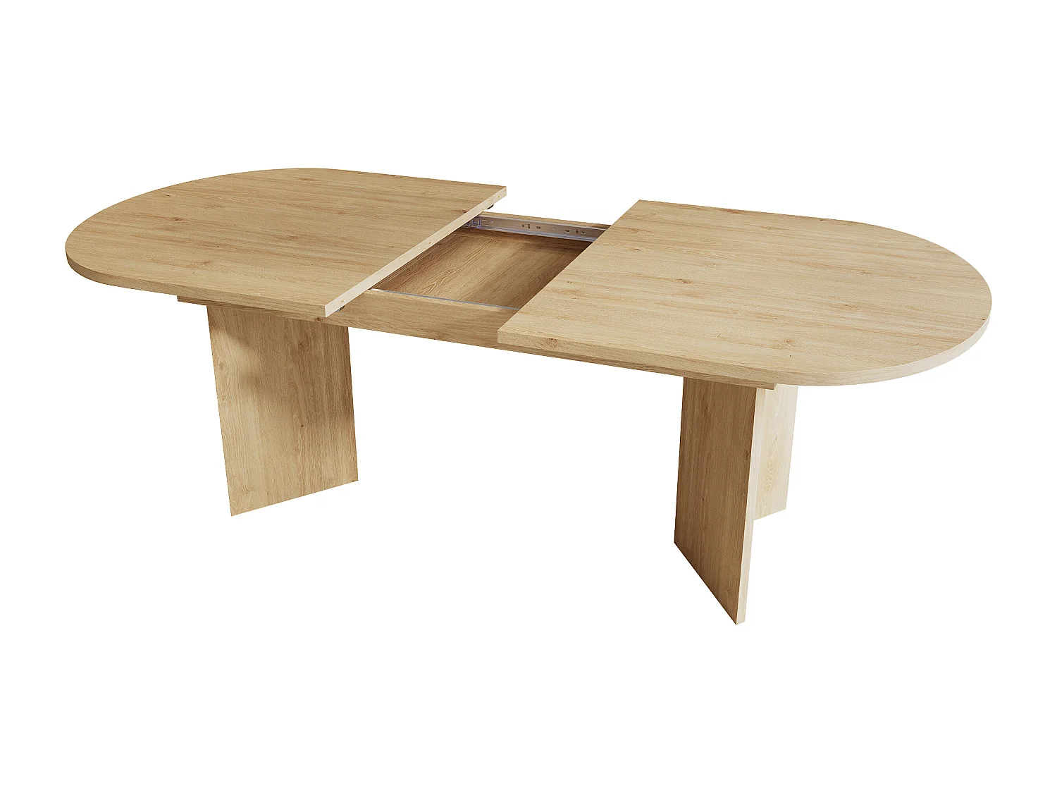 Table extensible 160/200 x 90 cm pour 6 à 8 personnes - Coins arrondis - Naturel clair