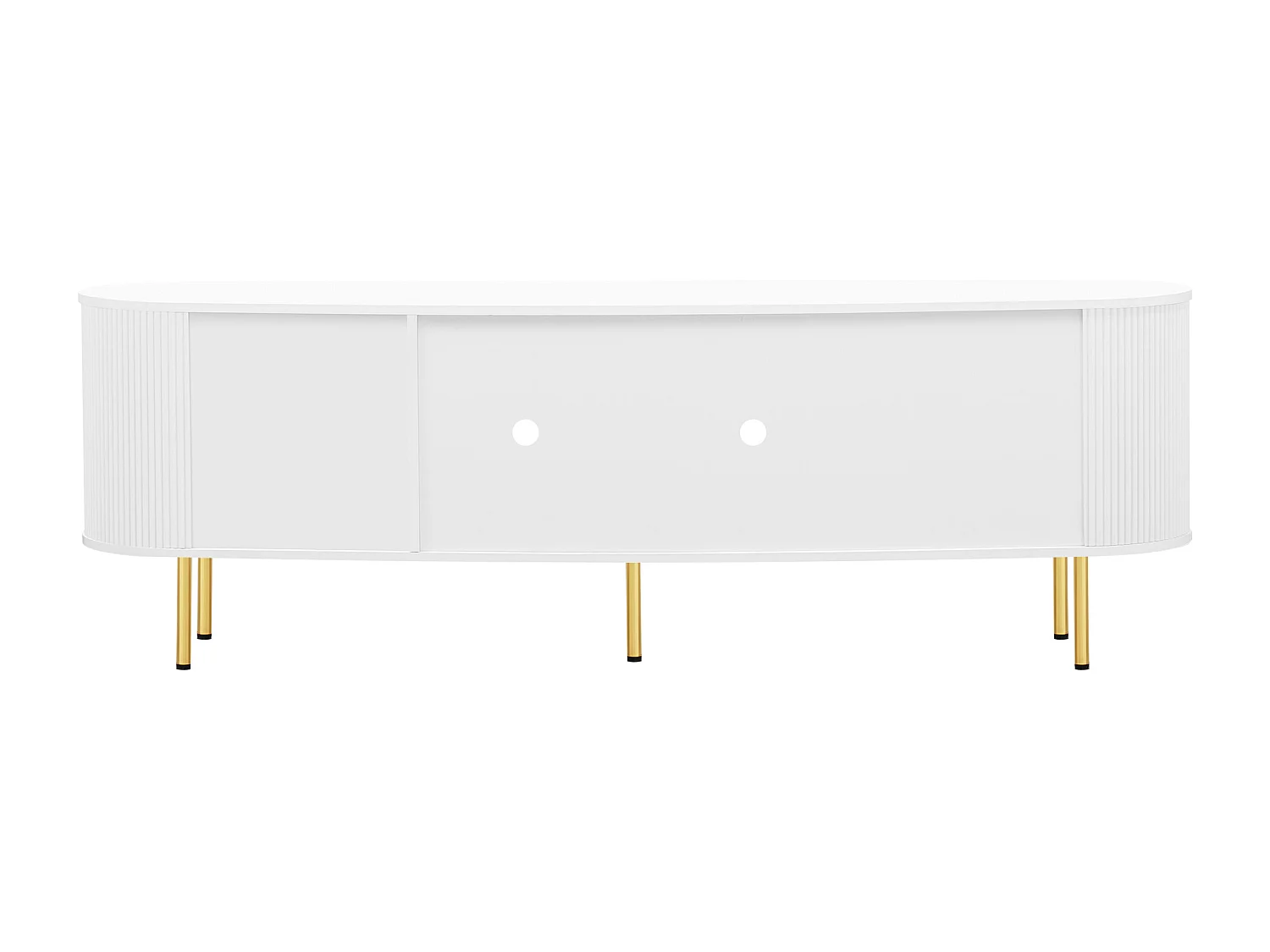 Tv-meubel 170 x 35 x 55 cm met 4 glazen deuren - Wit en goud