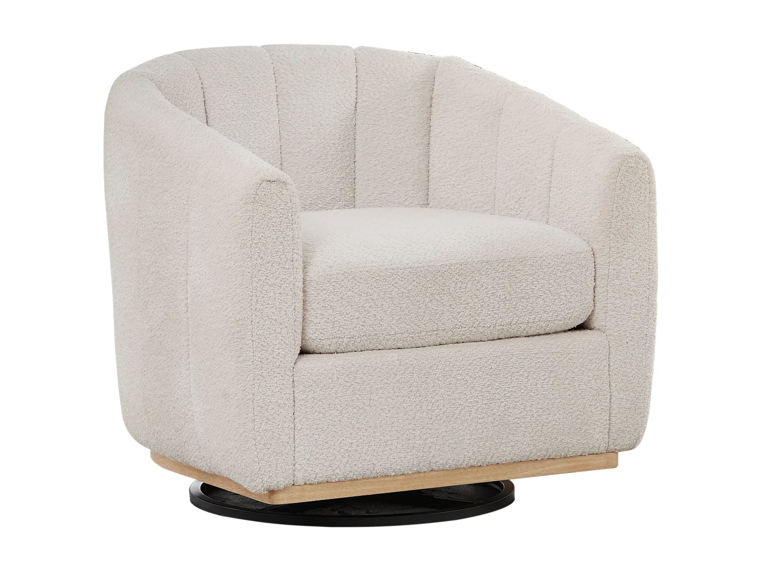 Silla giratoria de 360° en chenilla color marfil con base metálica - Forma de calabaza