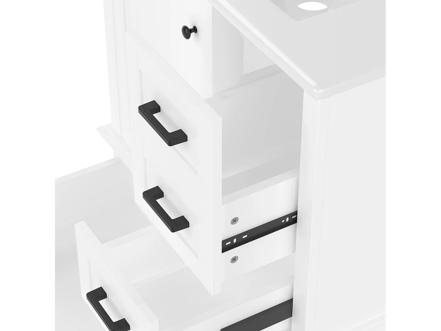 Mobile bagno con 3 cassetti e lavabo in ceramica bianca, 76x46x83,5 cm