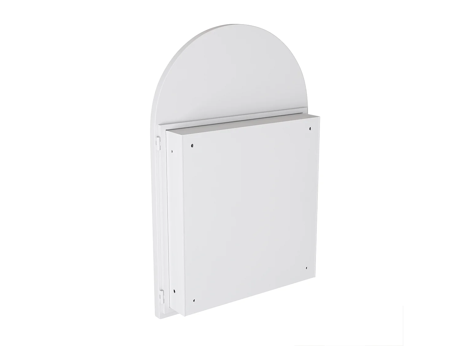 Gebogen spiegel met verborgen opbergruimte - Metalen frame - Wit