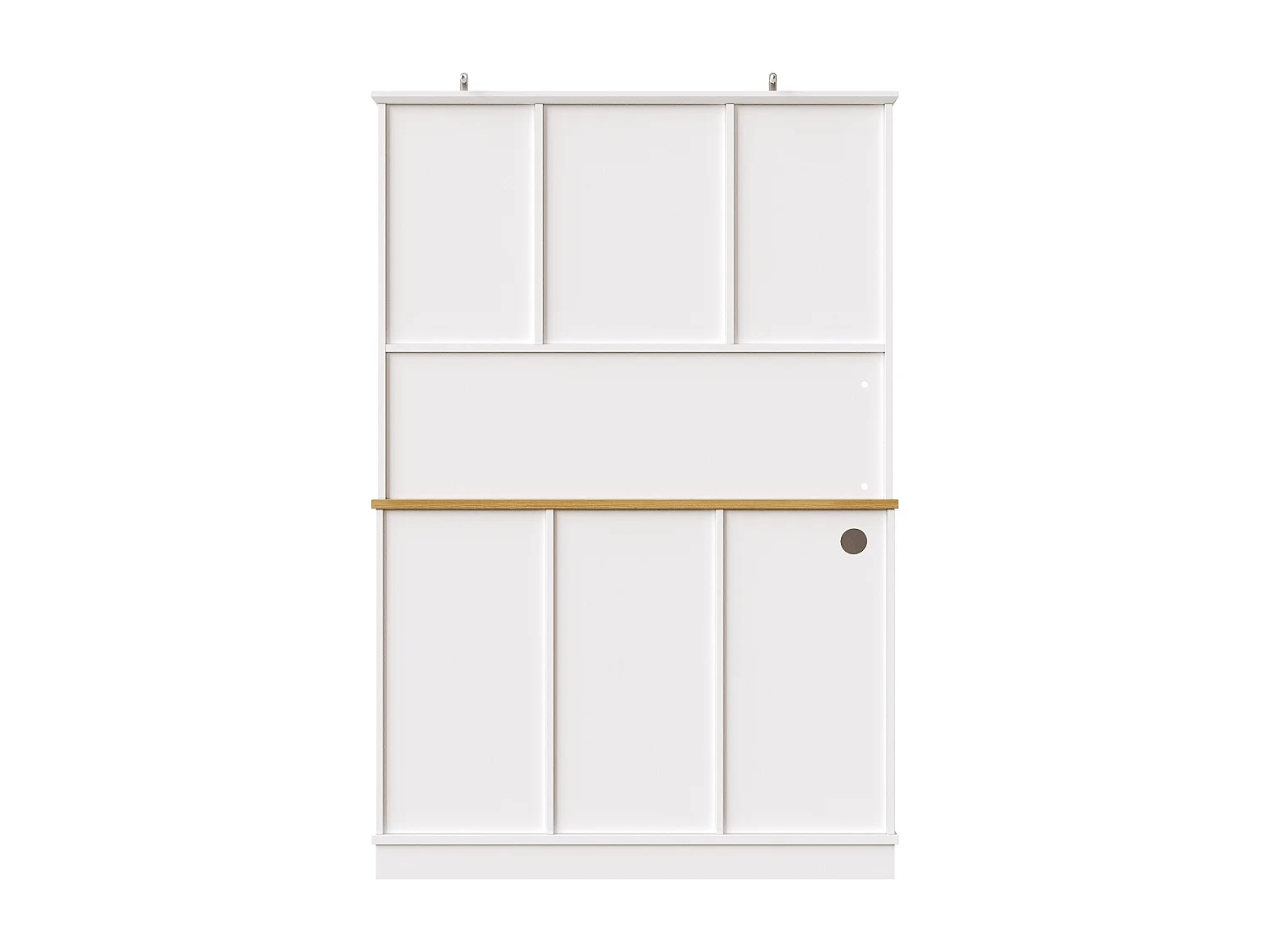 Buffet de cuisine haute avec prises électriques, LED et rangement , blanc