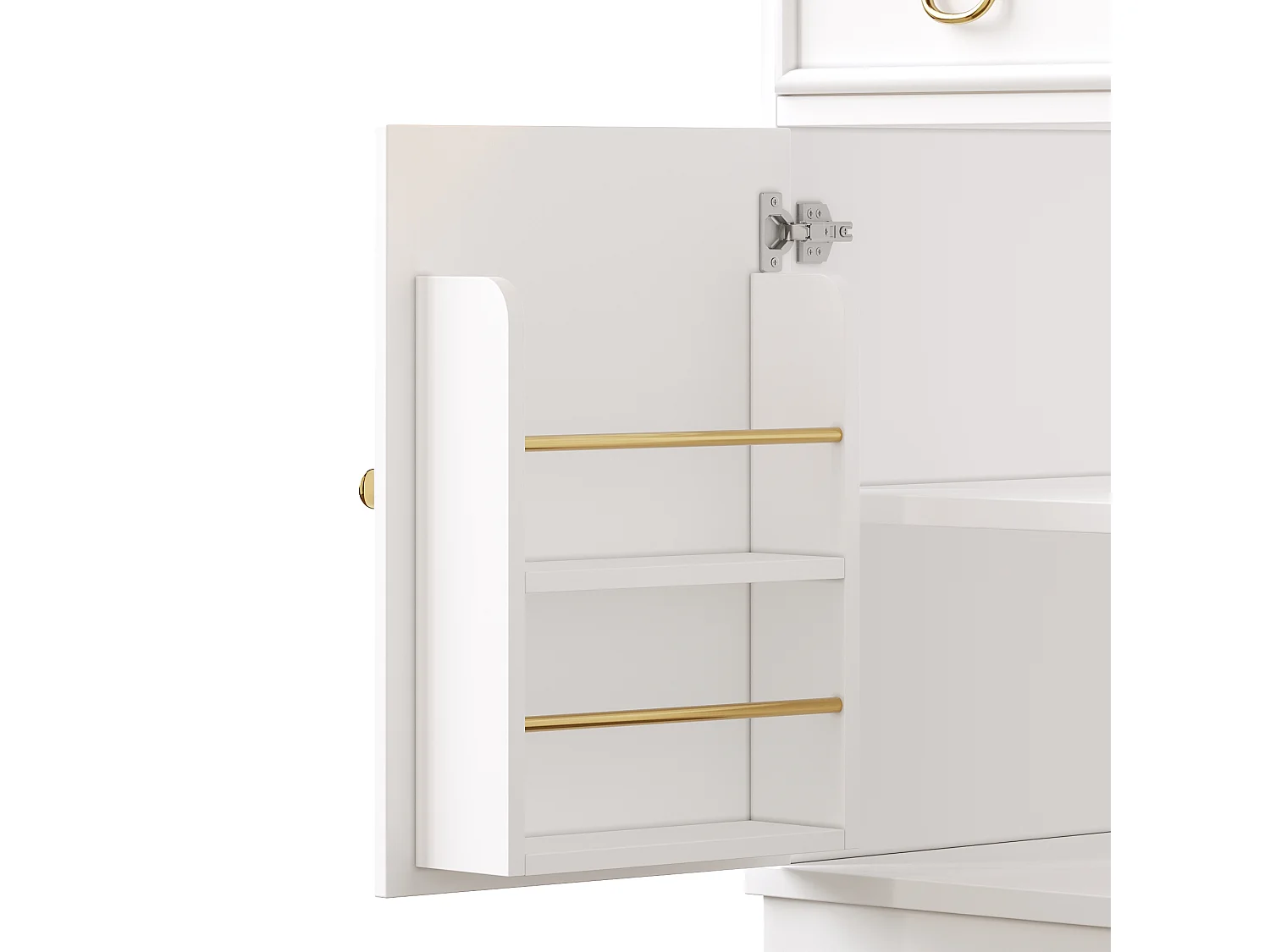 Buffet de cuisine haute avec prises électriques, LED et rangement , blanc