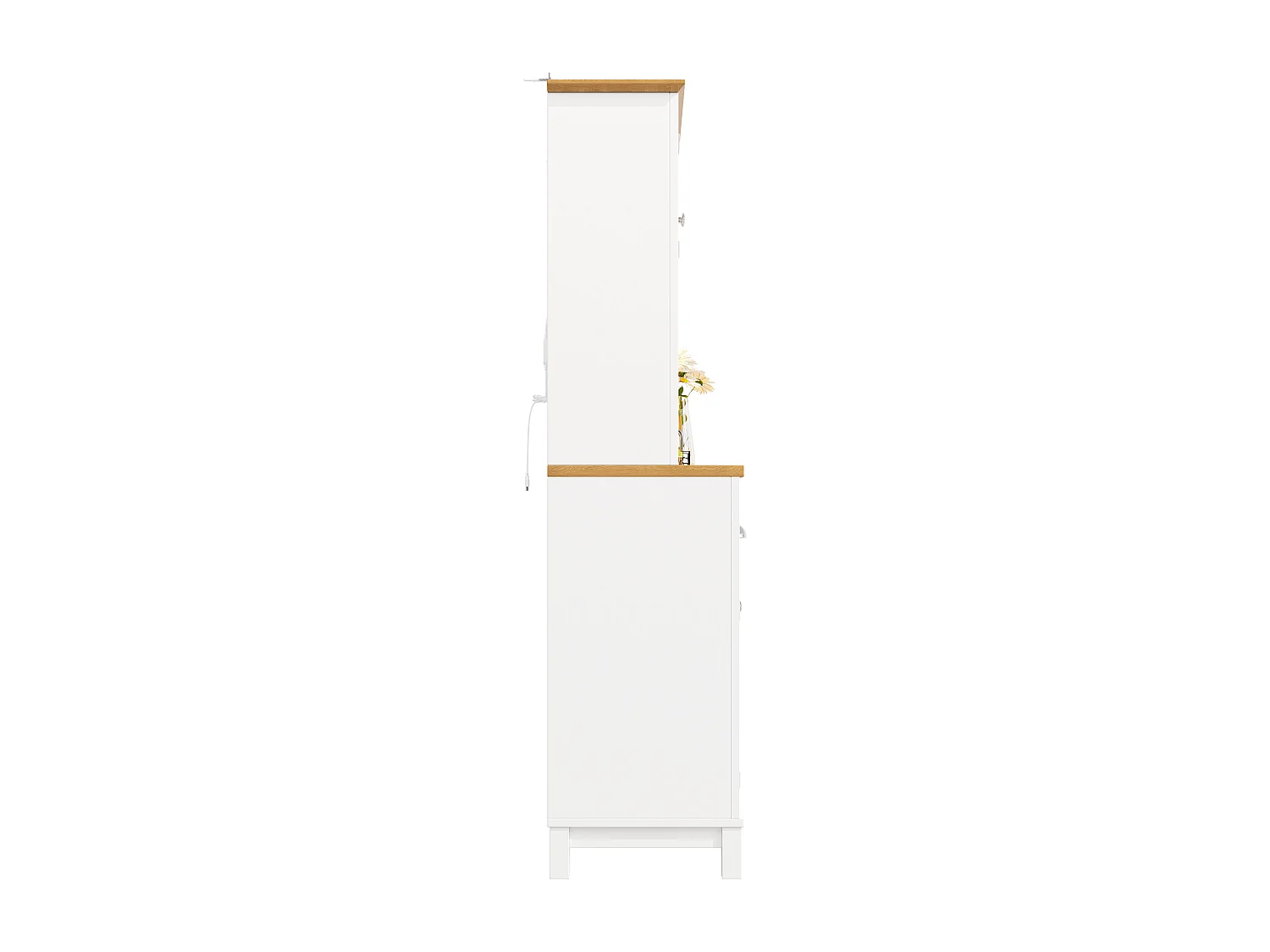 Buffet de cuisine 104 x 40 x 180 cm avec 4 portes, LED et 6 tiroirs - Blanc