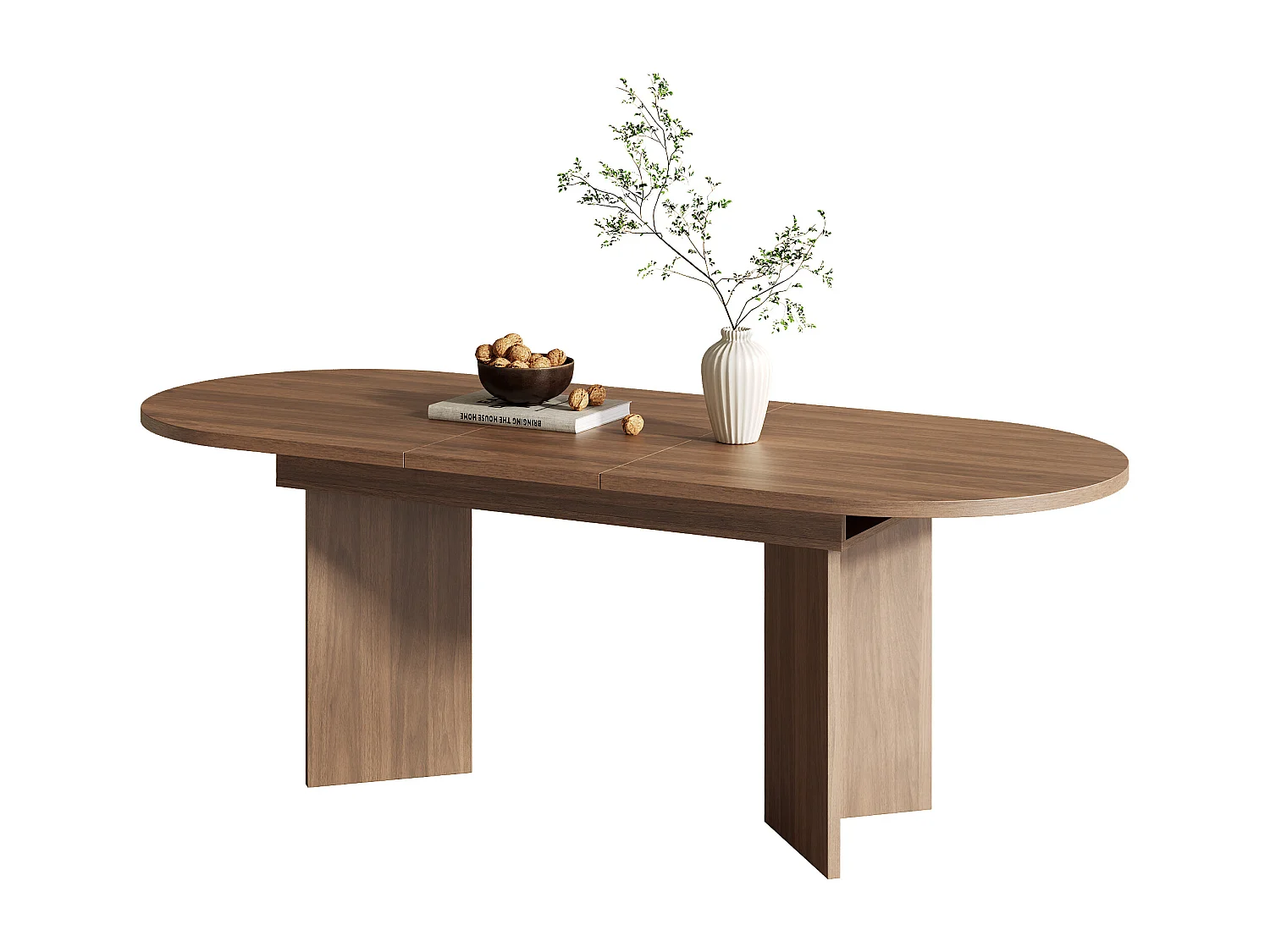 Table à manger extensible 120/160x80 cm en couleur noyer - Pour 4 à 6 personnes