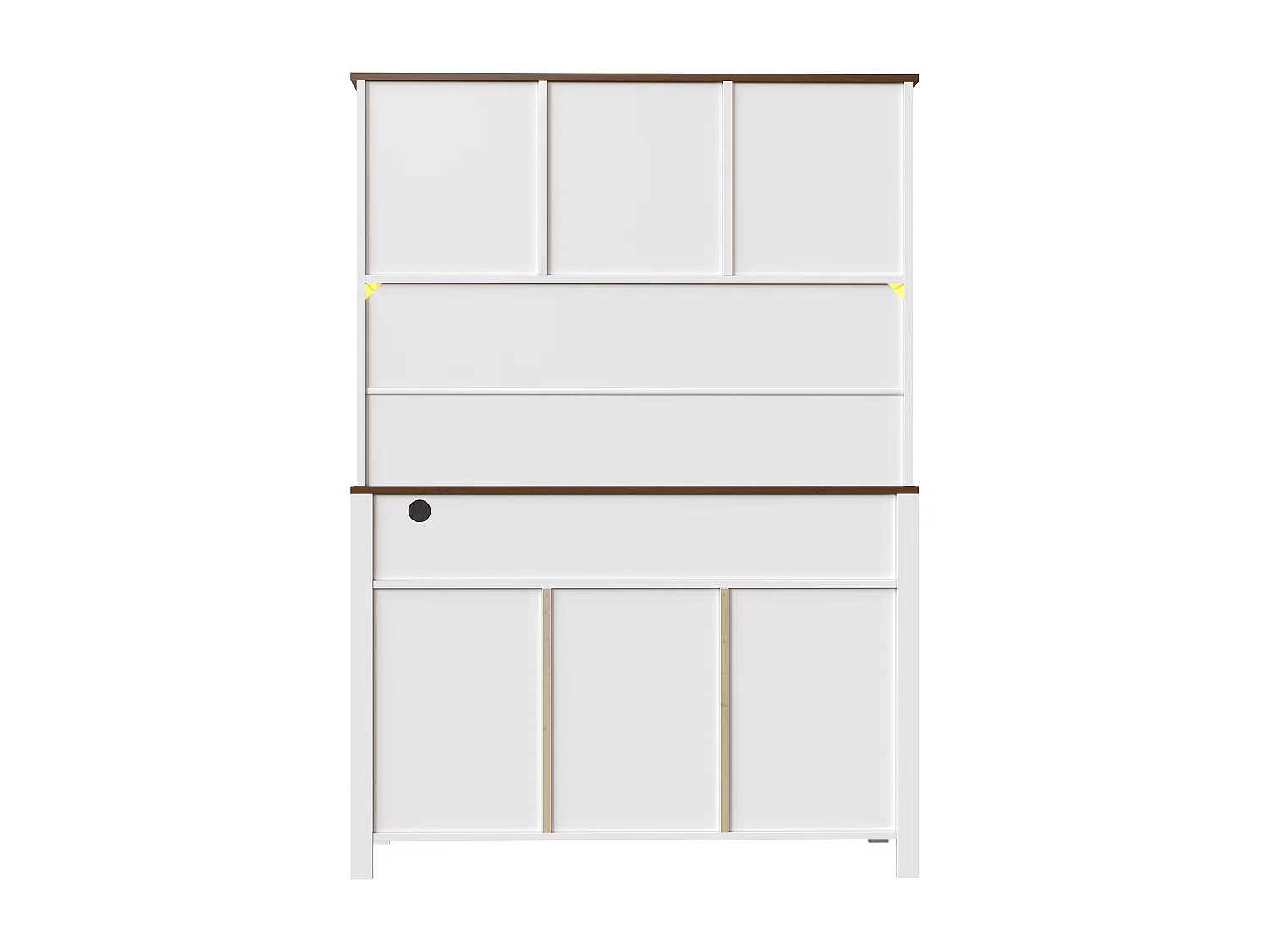 Buffet de cuisine avec LED, ports USB et prises, 4 portes et 3 tiroirs, blanc