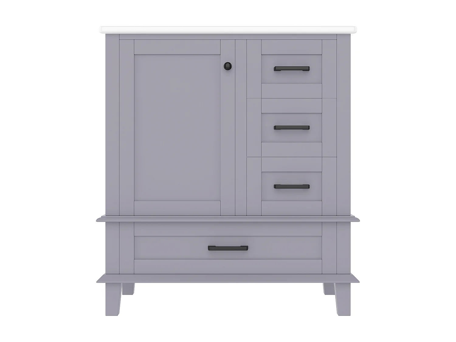 Meuble sous-lavabo avec 3 tiroirs et lavabo céramique gris 76x46x83.5 cm