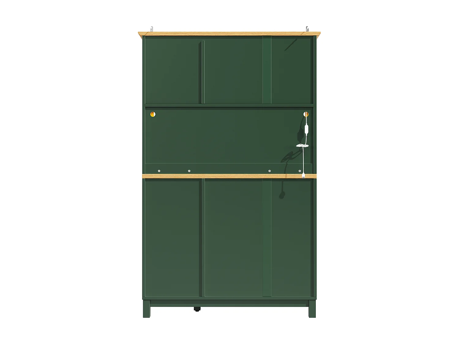 Buffet de cuisine 105,5 x 40 x 180 cm avec 4 portes, LED et porte-gobelets - Vert