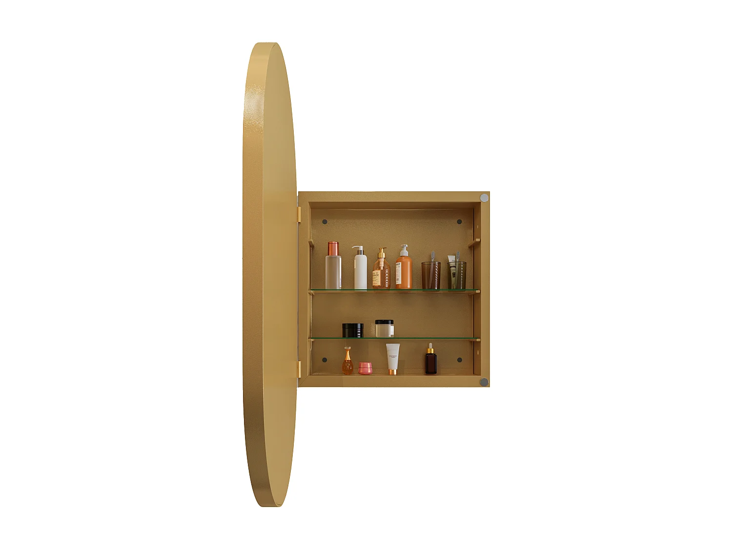 Miroir avec armoire de rangement salle de bain - Cadre métal doré