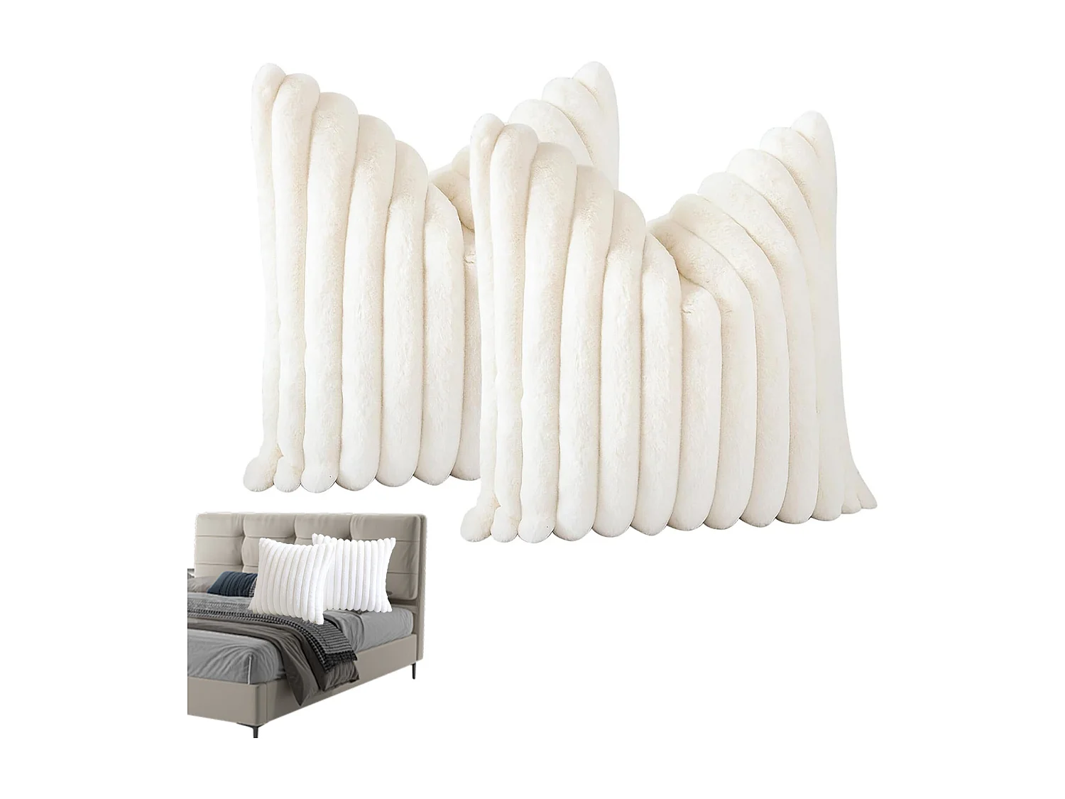 Lot de 2 taie d'oreiller carré 50x50 cm en tissu blanc