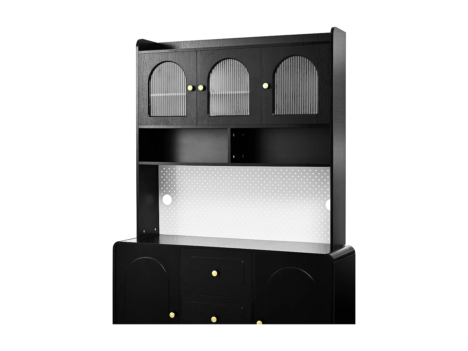 Buffet de cuisine 120x40x190 cm noir avec étagères, 3 tiroirs et 5 portes