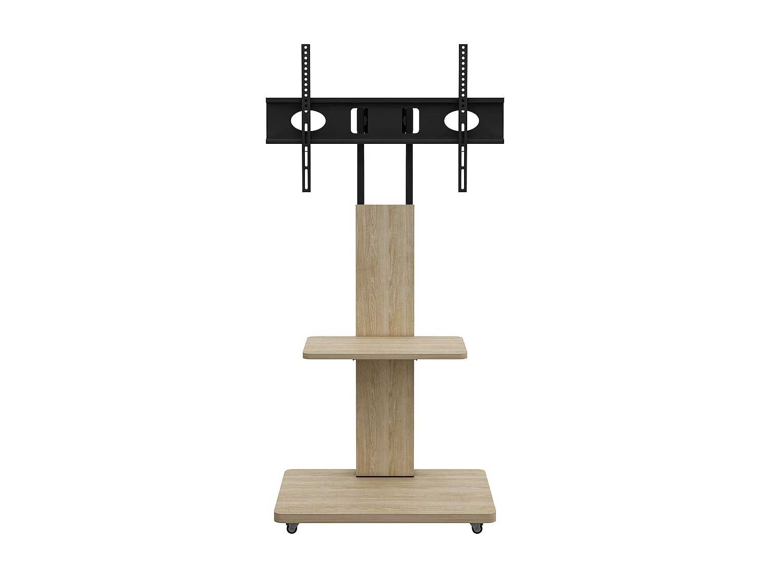 Support TV à roulettes avec réglable en hauteur , MDF et métal - Naturel clair