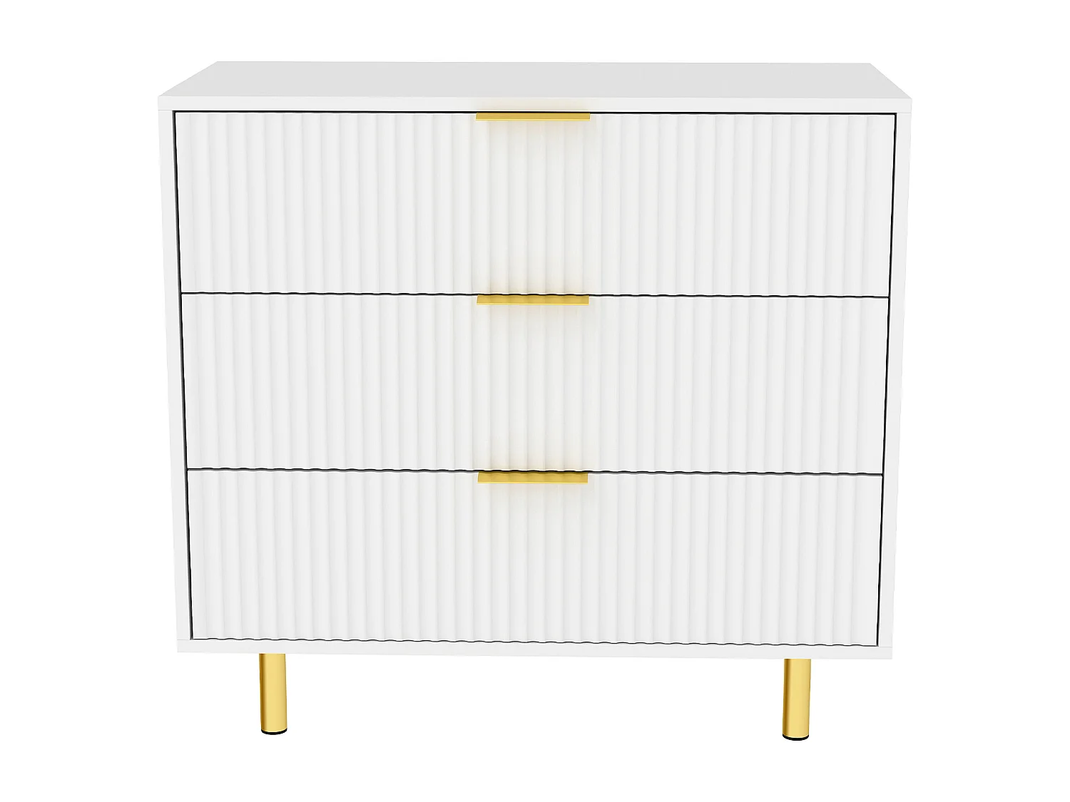 Commode met 3 lades, wit en goud, 80x40x72 cm