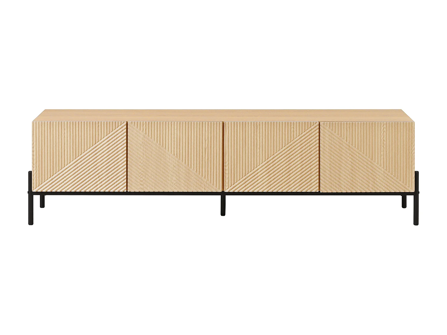 TV-meubel met 4 deuren, geometrisch design - Hout en zwart