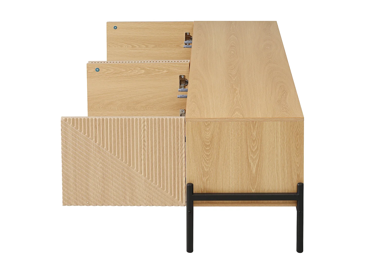 TV-meubel met 4 deuren, geometrisch design - Hout en zwart