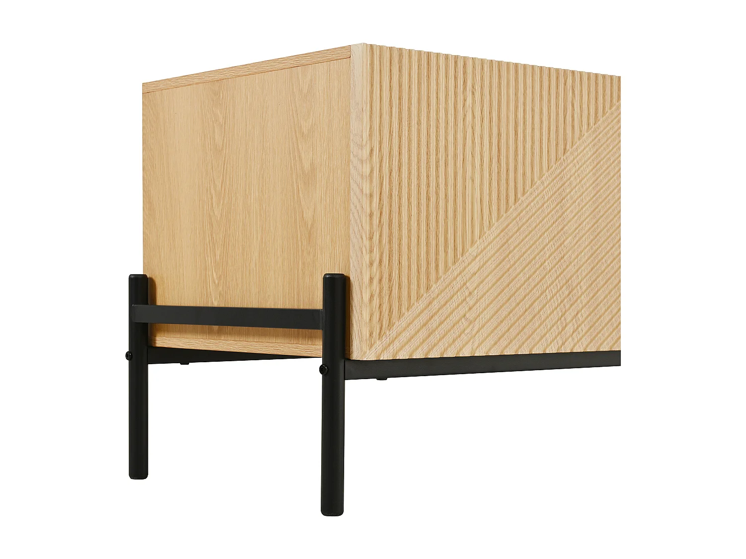 TV-meubel met 4 deuren, geometrisch design - Hout en zwart