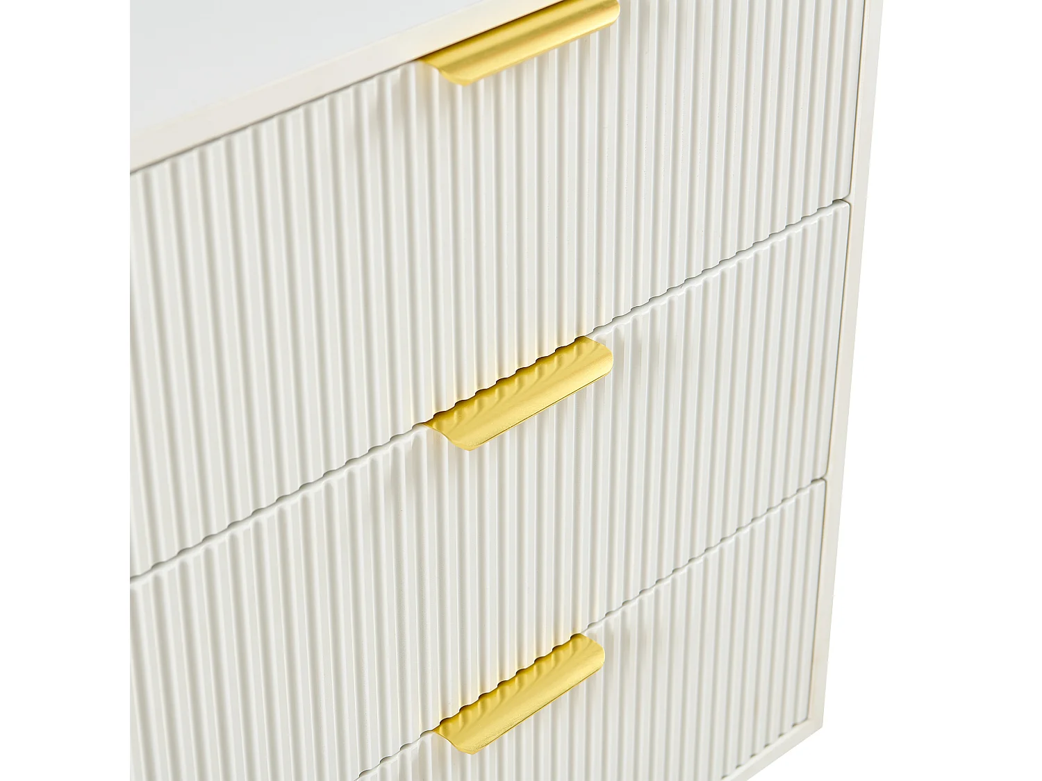 Commode met 6 lades, wit en goud, 120x40x72 cm