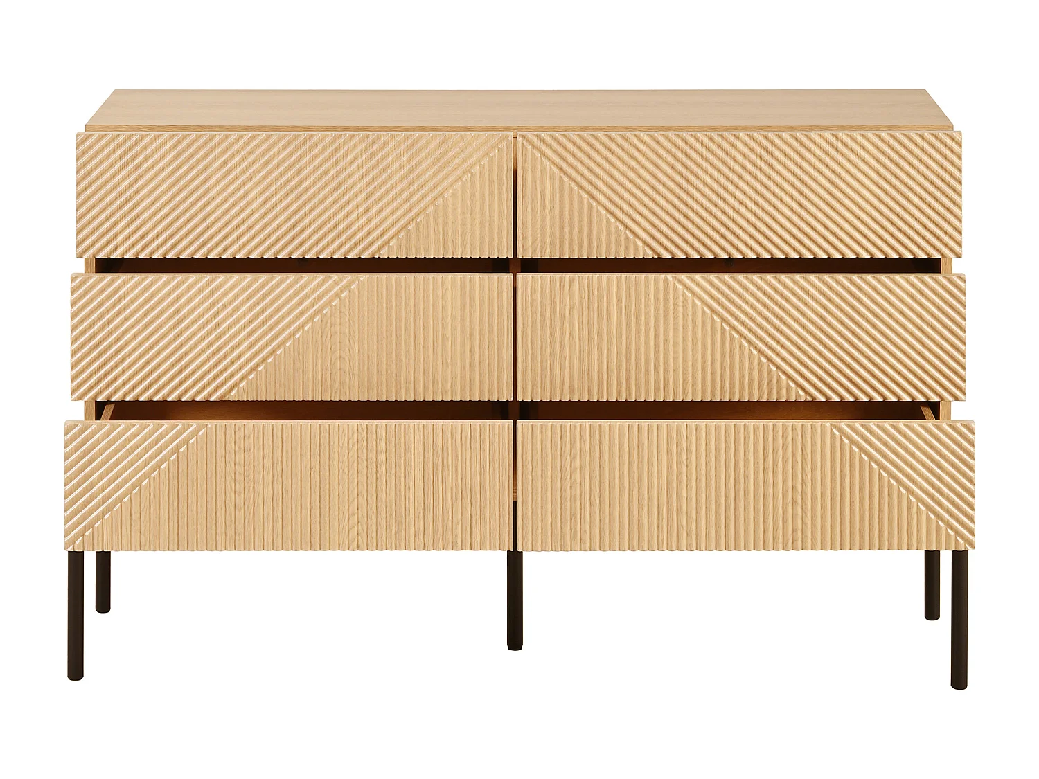 Commode met structuur en 6 lades - Voor woon- en eetkamers - Houtkleur