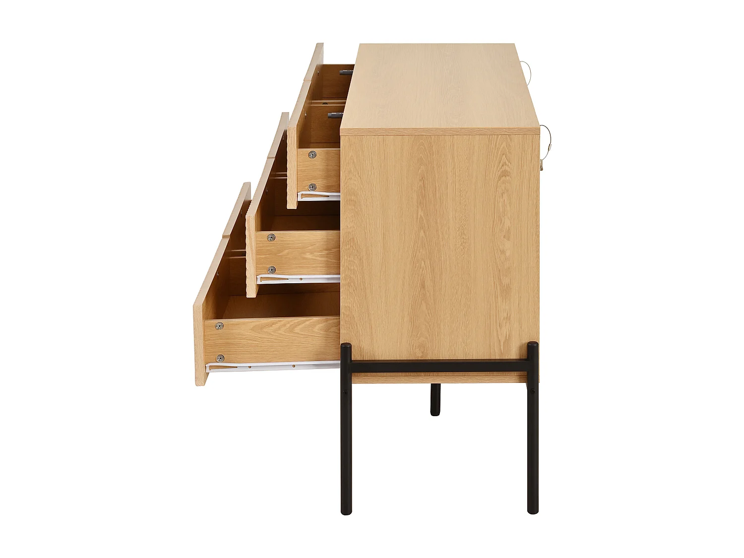 Commode met structuur en 6 lades - Voor woon- en eetkamers - Houtkleur