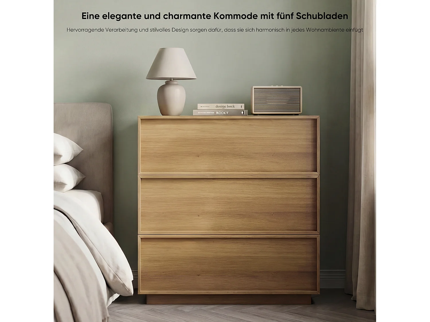 Commode met 3 lades voor de woonkamer, slaapkamer of hal - Eikenkleur 80x48x78 cm