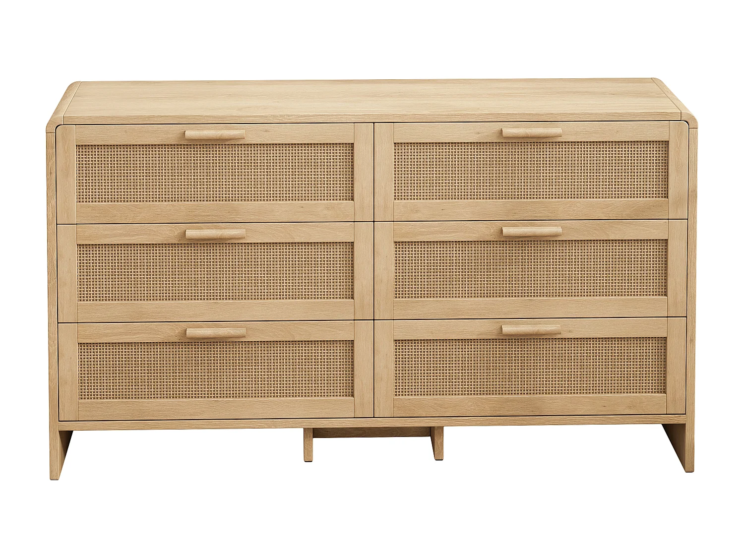 Commode avec 6 tiroirs en rotin, naturel clair - Pour chambre et salon