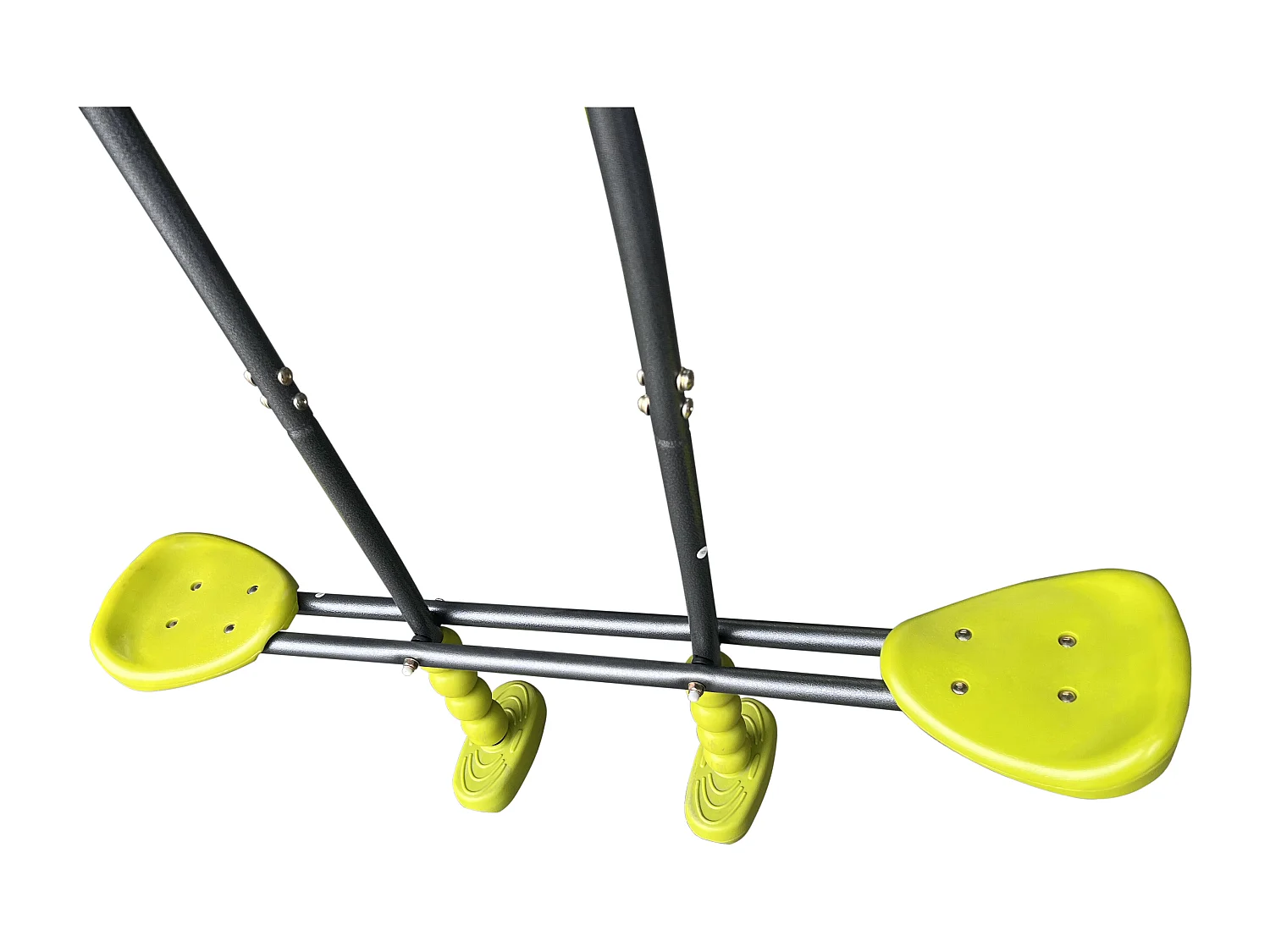 Balançoire en métal 3 places pour enfants - Avec 2 balançoires et 1 vis-à-vis - Vert