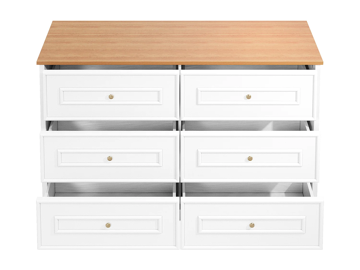 Commode avec 6 tiroirs 120 x 40 x 76 cm - Blanc et bois