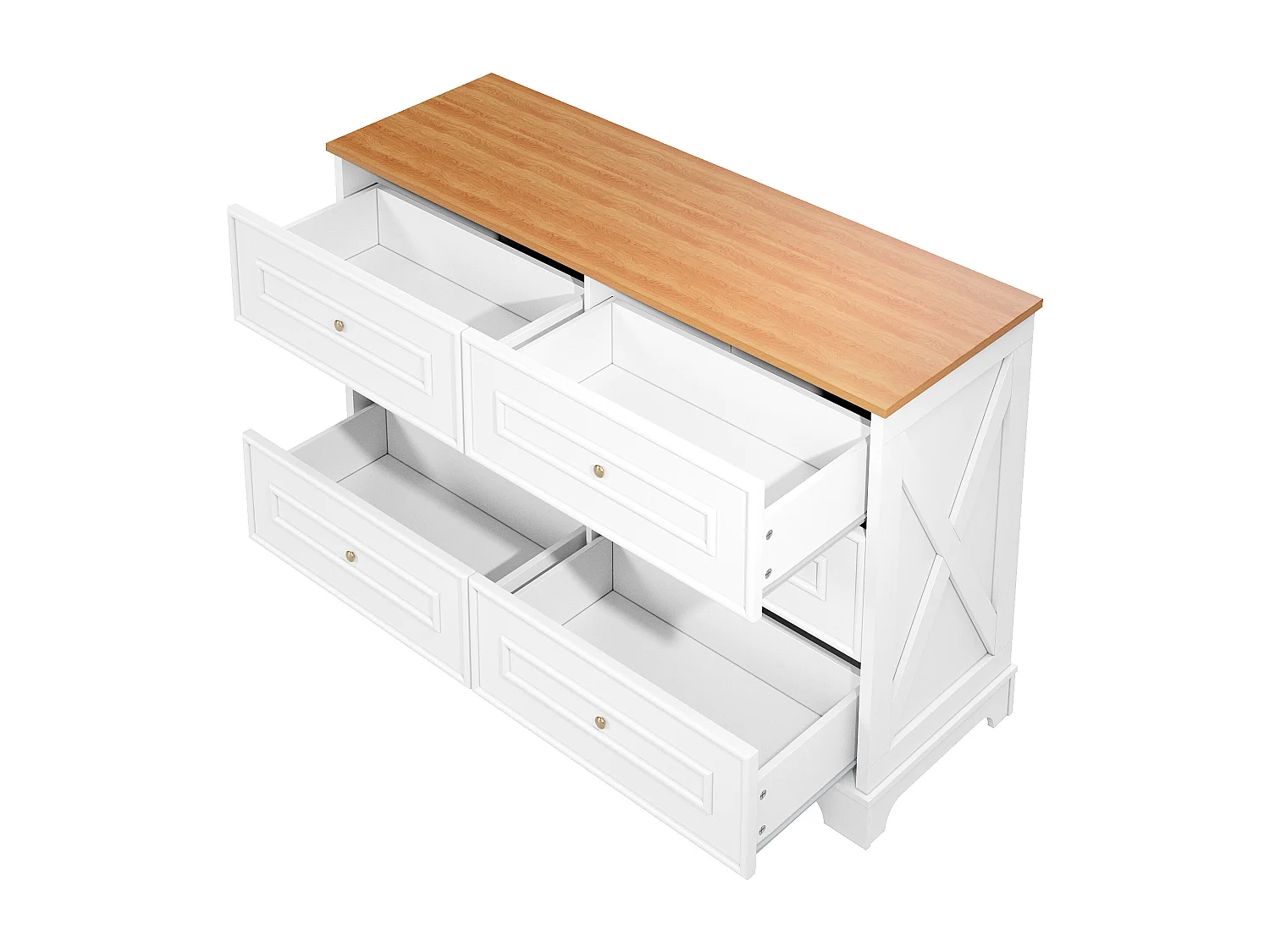 Commode avec 6 tiroirs 120 x 40 x 76 cm - Blanc et bois